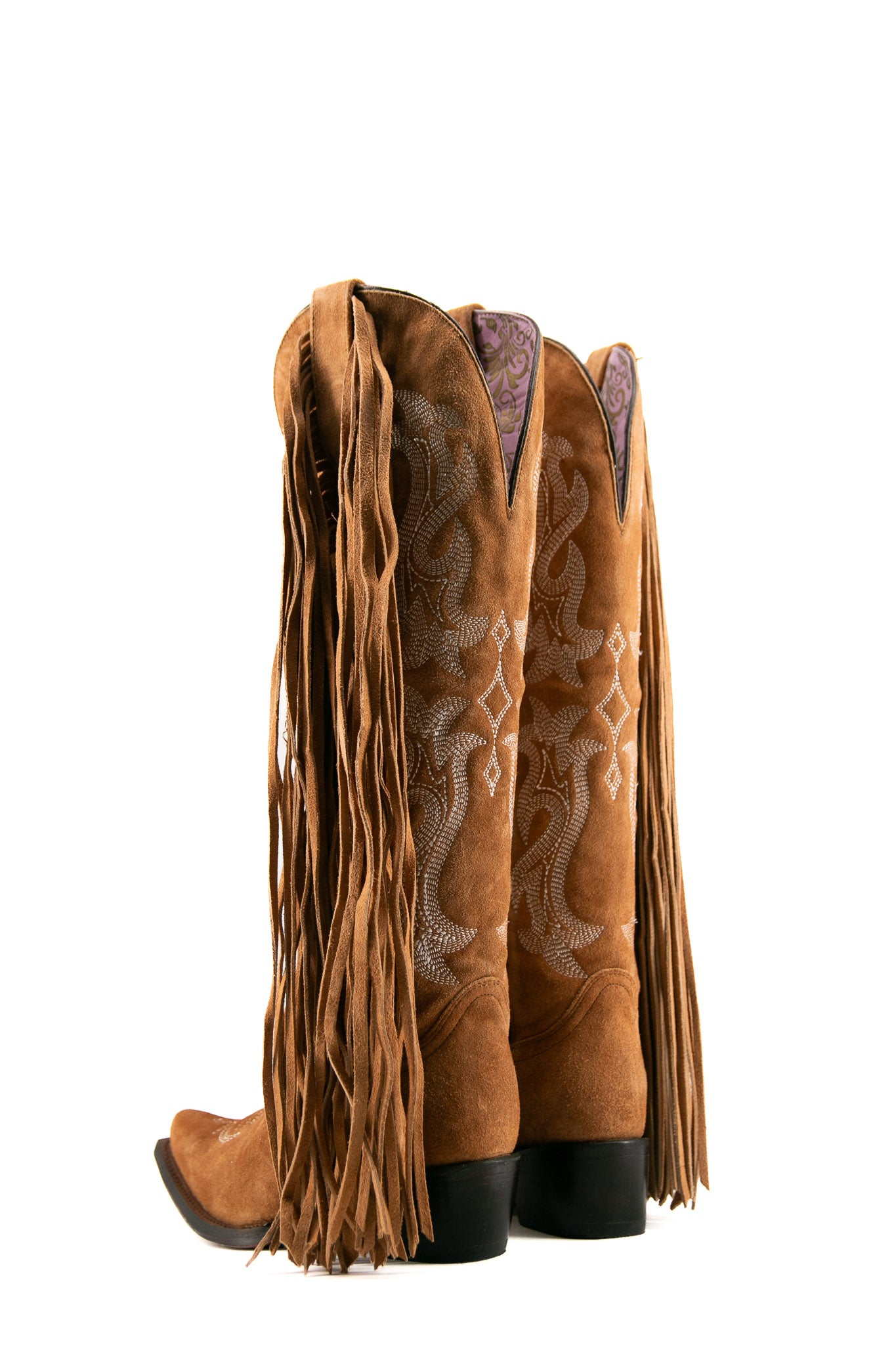 Maite Gamuza Tall Fringe Snip Toe Cowgirl Boots for Women - Western Riding & Country Fashion - Final Sale