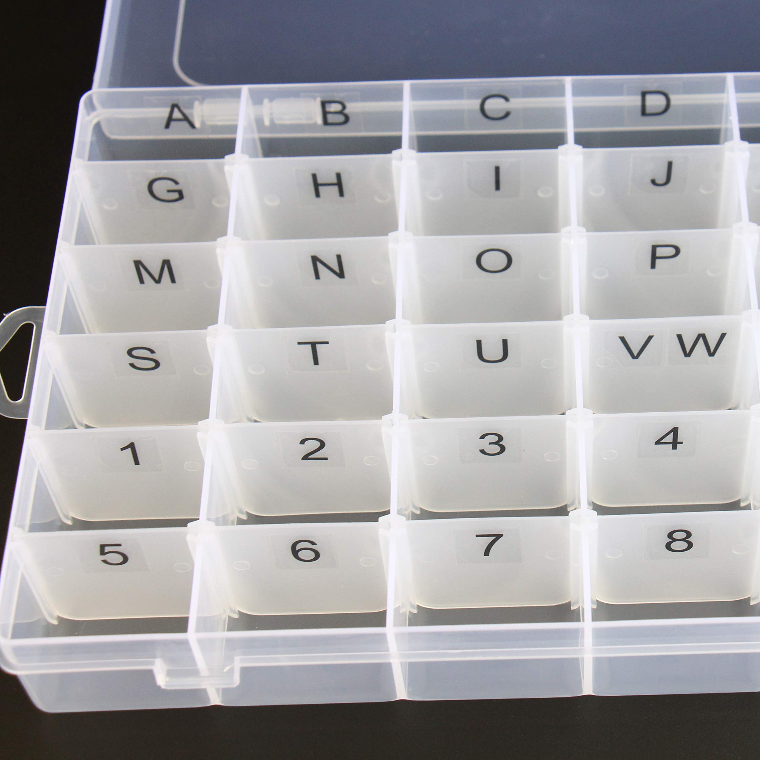 Adjustable Plastic Organizer Box with 36 Compartments & Pre-Applied Letter Stickers - Perfect for Letter Board Storage, Office Supplies, and Craft Organization