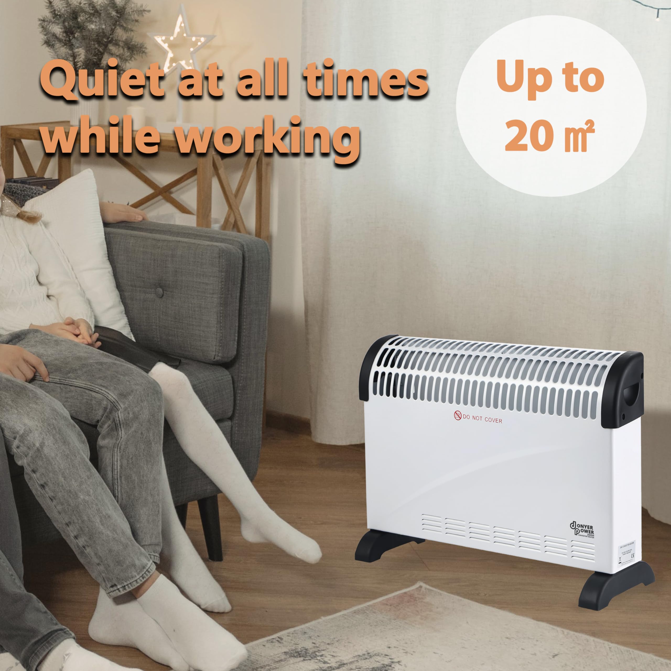 DONYER POWER 2000W Convector Radiator Heater with Adjustable Thermostat - Fast & Quiet Room Heating for Home, Office, Bedroom - Energy Efficient Space Heater for Winter & Cold Weather