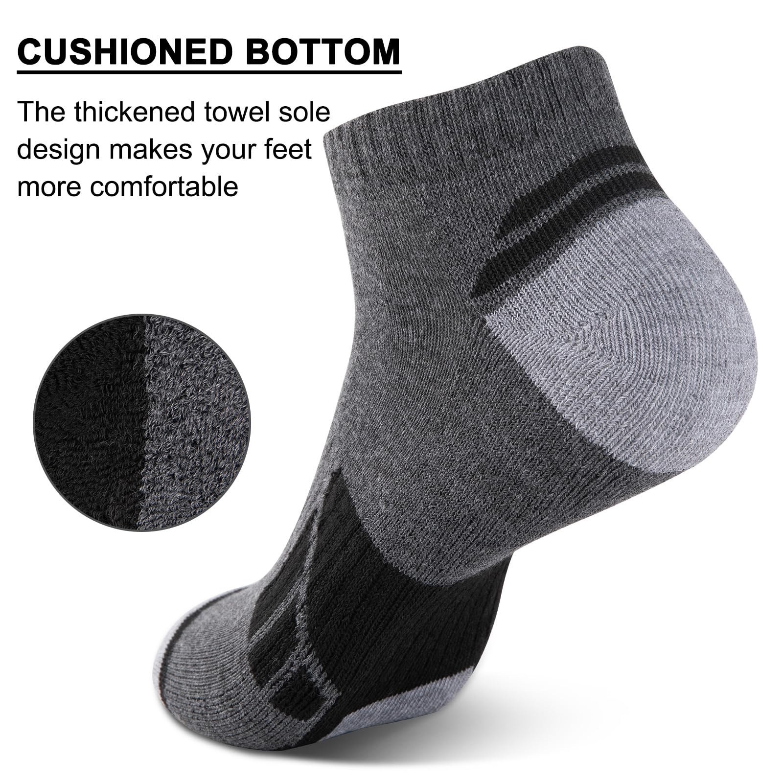 Eallco 8 Pairs Men's Breathable Ankle Socks - Low Cut Athletic Socks for Men Size 10-13 - Perfect for Running, Gym & Casual Wear