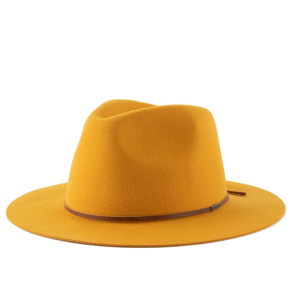 Brixton Wesley Fedora Hat - Golden Glow Color for Men & Women | Vintage Style Sun Hat for Outdoor, Travel & Fashion