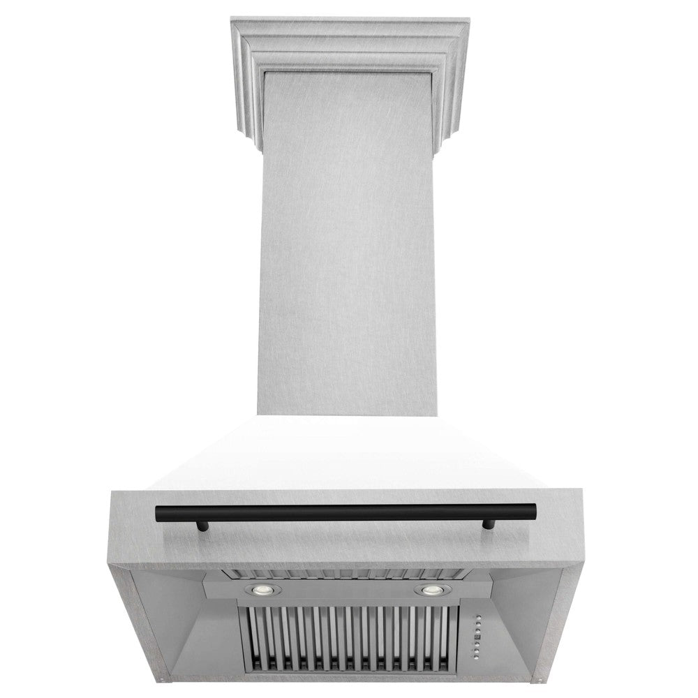 ZLINE Autograph Edition 30 Inch Stainless Steel Wall Mount Range Hood - White Matte Shell with Accent Handle (Model 8654SNZ WM30) | Professional Kitchen Ventilation for Modern Homes