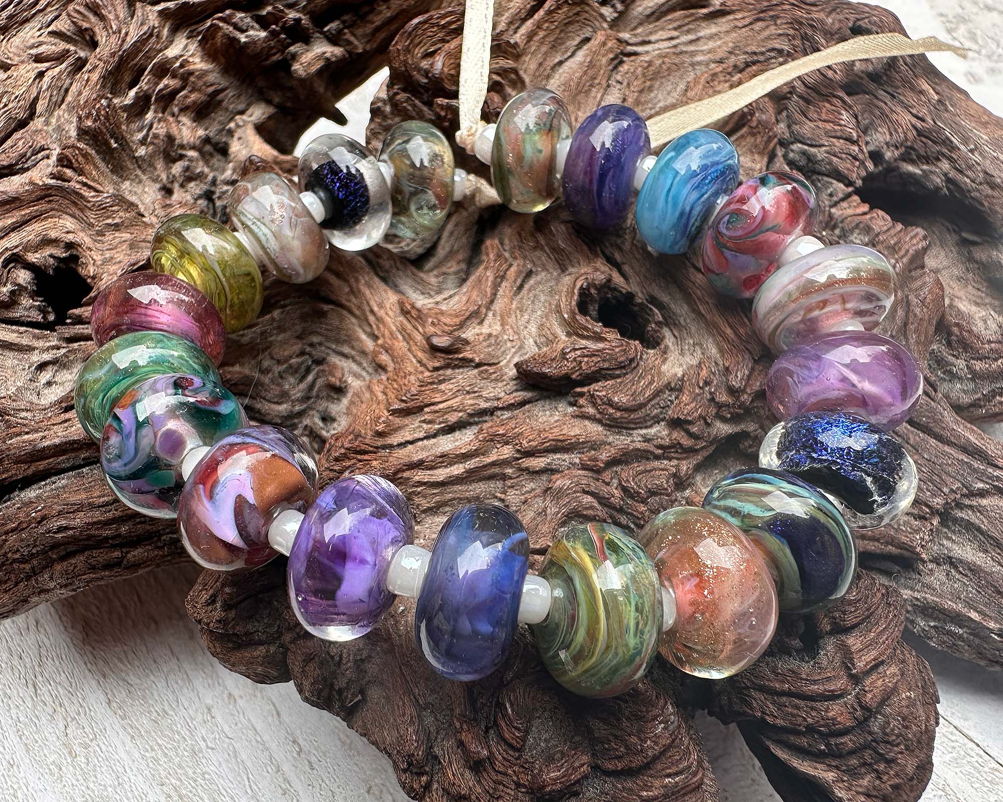 20-Piece Carnival Orphan Lampwork Glass Beads Set for Jewelry Making - DIY Bracelets, Necklaces & Craft Projects (SRA Certified)