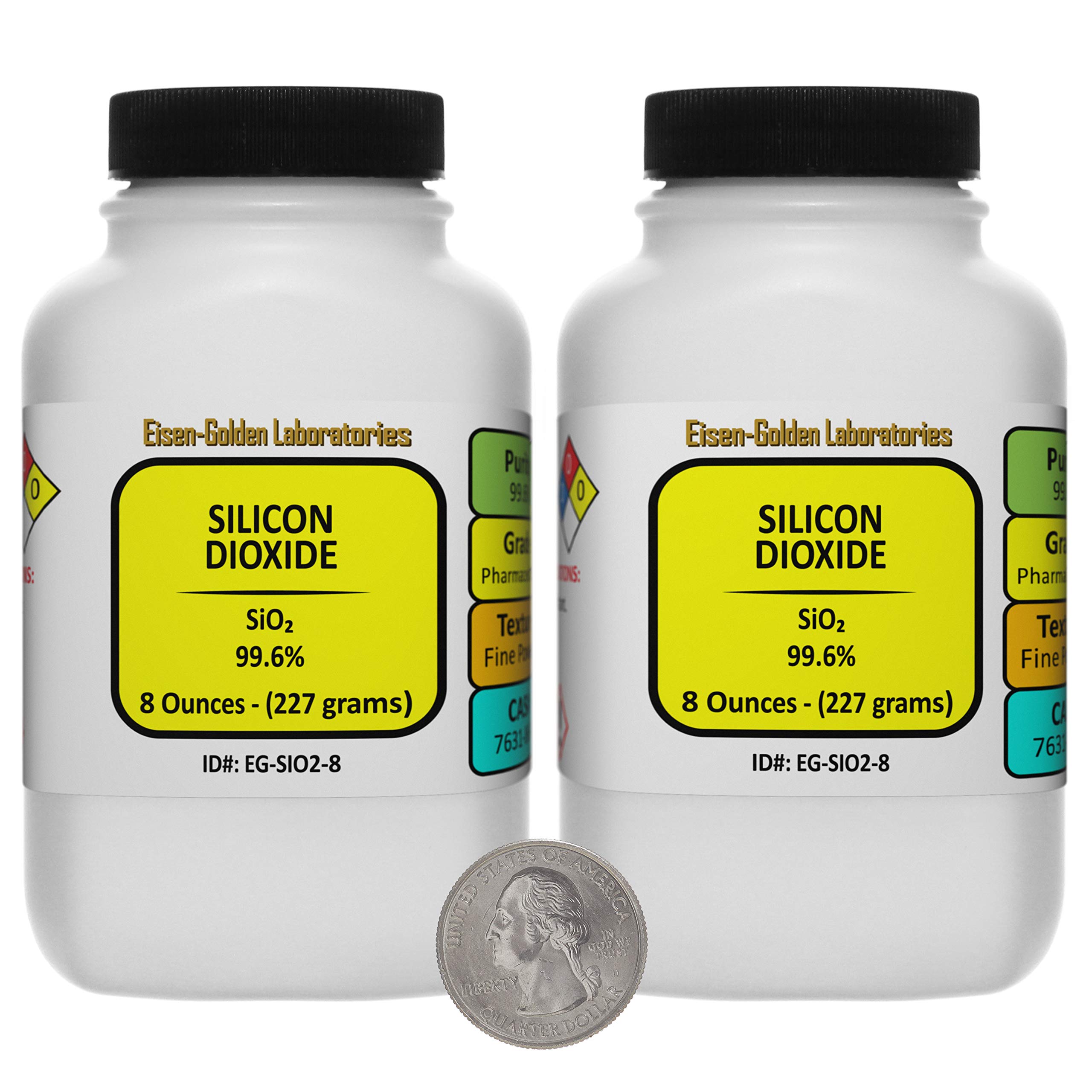 High Purity 99.6% Silicon Dioxide (SiO2) Powder - Pharmaceutical Grade - 1 Pound (2 Bottles) - Ideal for Supplements, Cosmetics & Food Additives