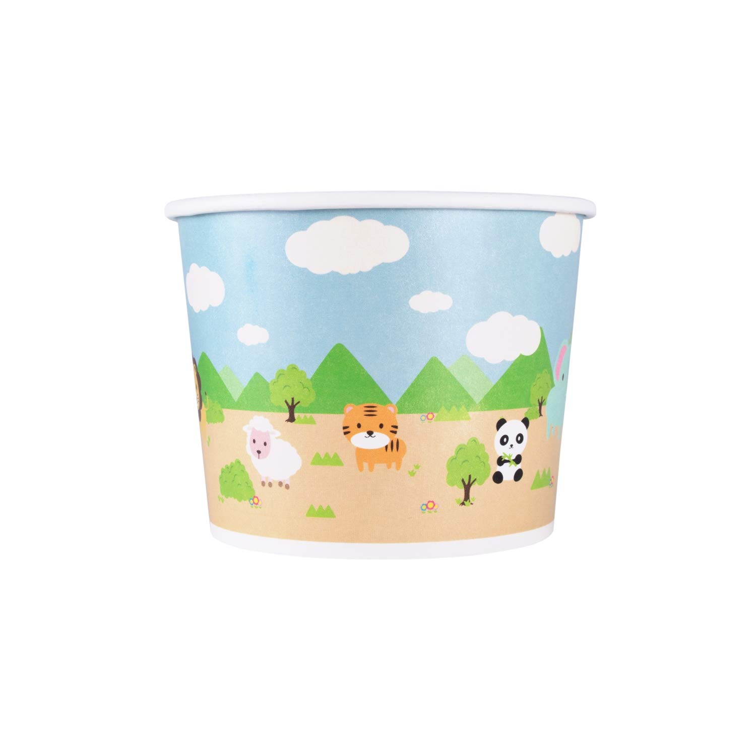 16oz (1000 ct) Safari Themed Paper Ice Cream Cups & Soup Bowls - Hot & Cold Food Containers for Ice Cream, Gelato, Yogurt, Soup & Snacks - Perfect for Parties, Catering & Dessert Shops