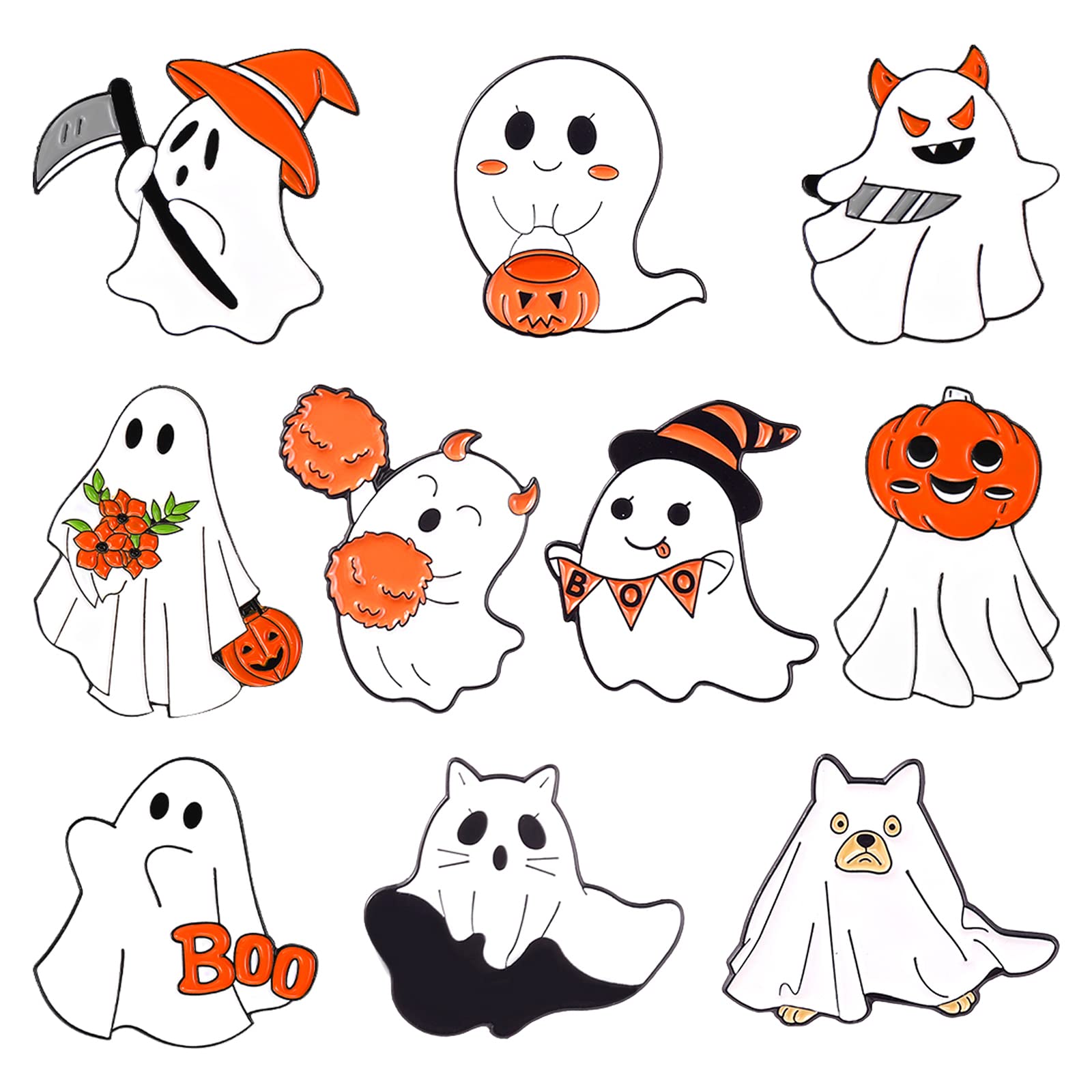 Gothic Halloween Enamel Brooch Pin Set - Cute Ghost & Pumpkin Cartoon Badges for Women & Men | Spooky Accessories for Jackets, Bags & Costumes | Perfect for Halloween Parties & Gothic Fashion