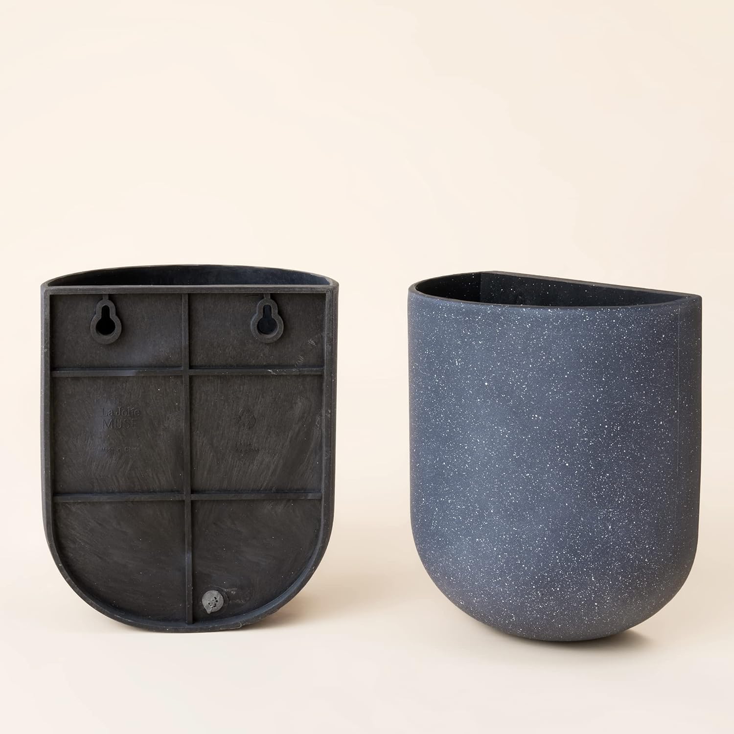 LA JOLIE MUSE 6 Inch Hanging Planters for Indoor Plants - Set of 2 Weathered Gray Wall Mounted Flower Pots for Air Plants, Succulents, Herbs - Perfect for Home, Office, Balcony Decor