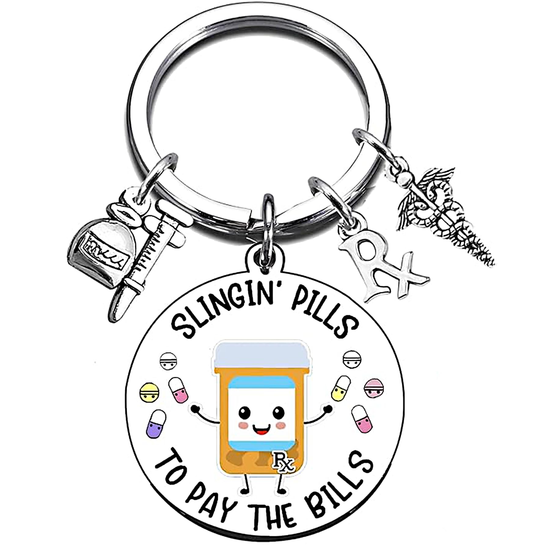 Funny Pharmacy Keychain Gift for Pharmacist, Pharmacy Technician, Nurse & Doctor - Perfect for Appreciation, Graduation, Retirement & Medical Office - Unique RX Themed Keyring for Men & Women