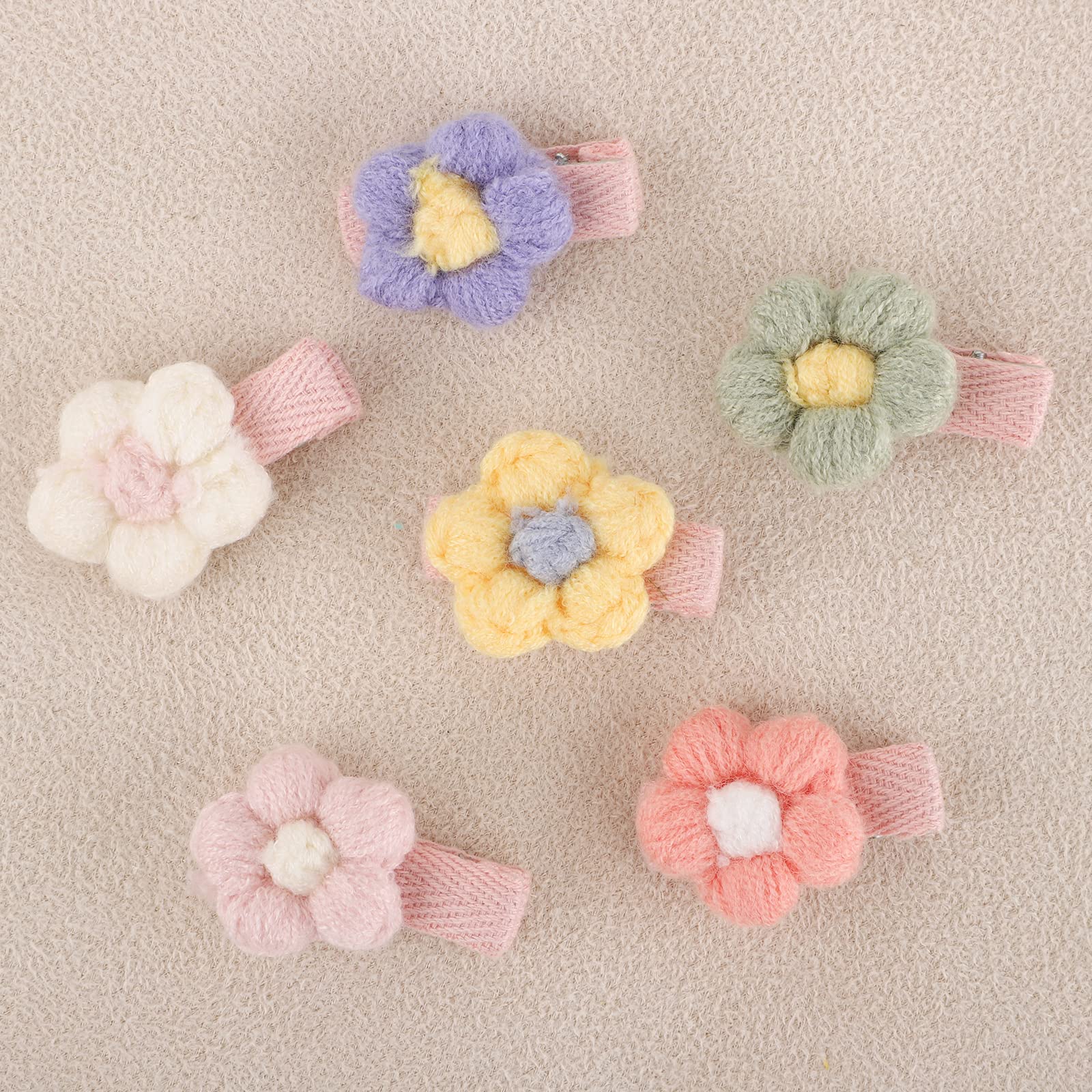 12PCS Baby Hair Clips Set - Soft Plush Flower Hairpins for Girls, Cute Hair Accessories for Toddlers & Infants - Perfect for Parties, Photos & Daily Styling
