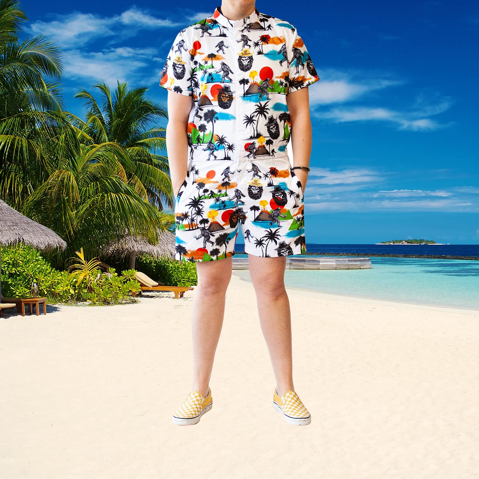 Funny Guy Mugs Men's Romper Jumpsuit - Premium Adult One-Piece with Zippered Pockets | Perfect for Costume Parties, Halloween & Comedy Events