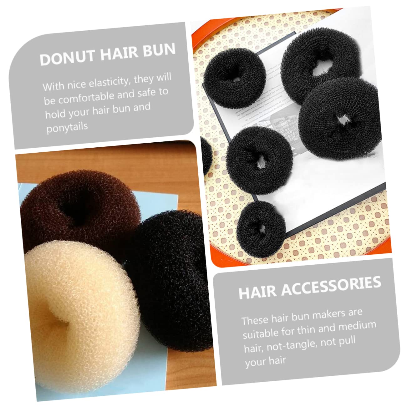 BIUDECO 6-Piece Donut Hair Bun Maker Set for Women - Flexible & Expandable Chignon Maker, Hair Ropes for Quick Updo - Comfortable Hair Accessories for Work, Party & Everyday Styling