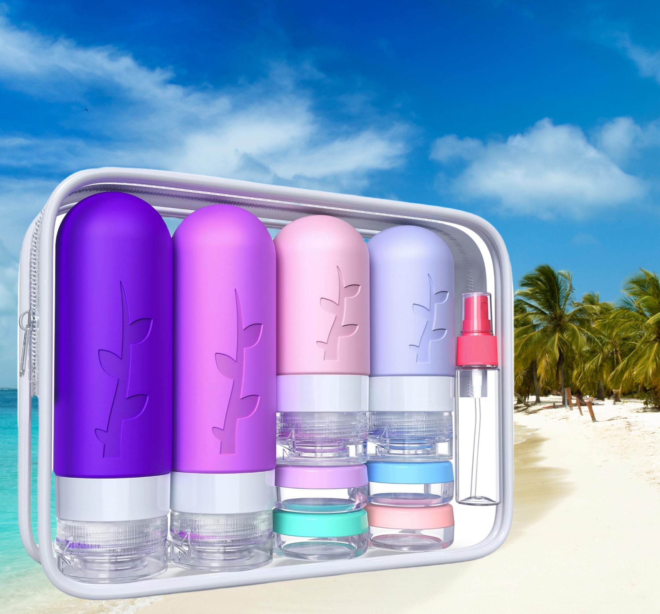 18 Pack TSA Approved Travel Bottles for Toiletries - Leak Proof Silicone Refillable Containers (3oz & 2oz) - BPA Free Shampoo, Conditioner & Lotion Bottles for Air Travel, Gym, Camping & Vacation Essentials