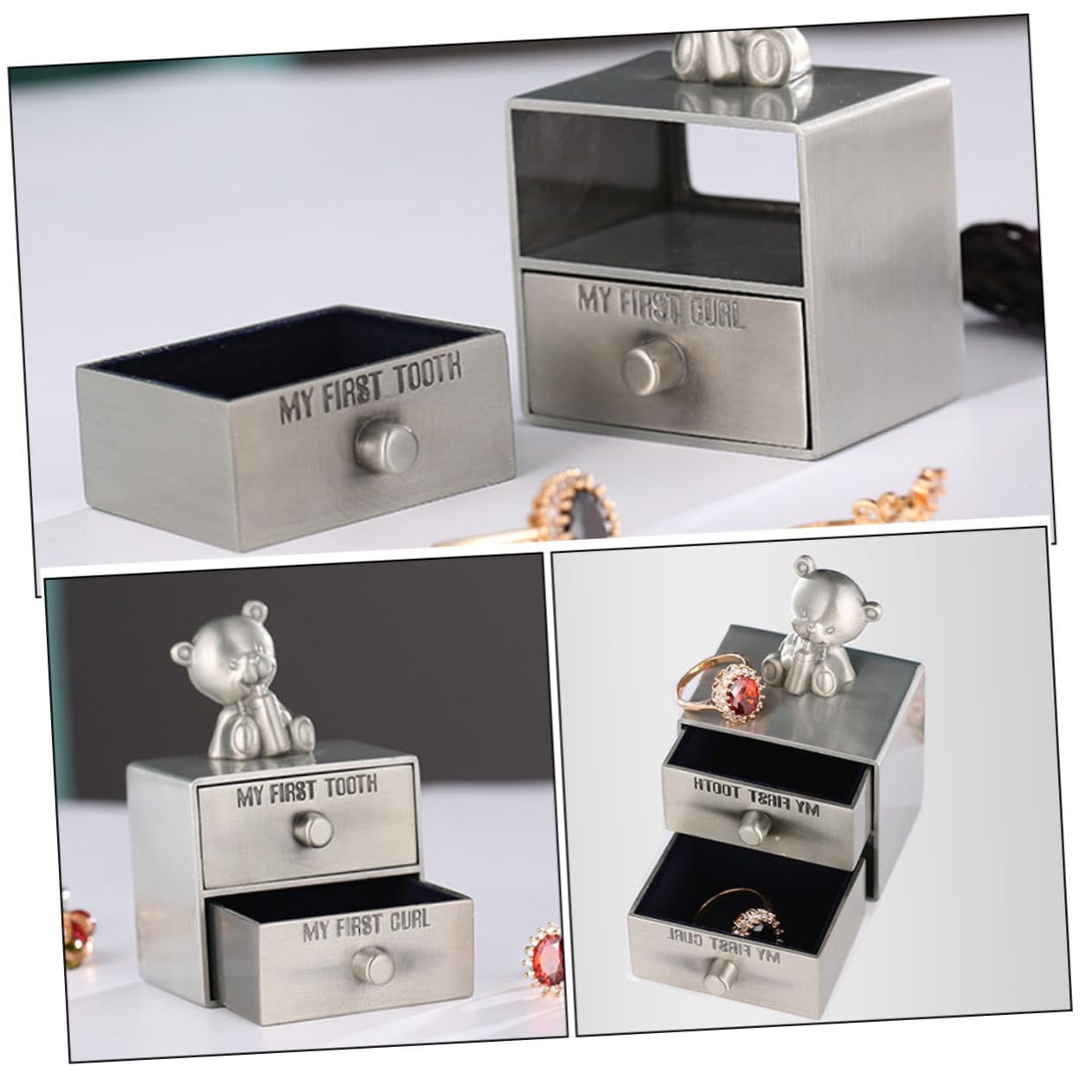 Baby Tooth Keepsake Box - Metal Jewelry Storage for Newborn Teeth & Small Trinkets | Perfect First Tooth Memory Gift