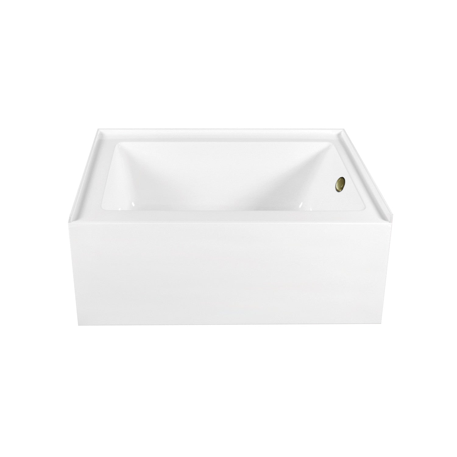 Aqua Eden 60 Inch Acrylic Rectangular 3 Wall Alcove Bathtub Combo with Waste & Overflow Drain - Glossy White/Antique Brass (Right Hand Drain) | Perfect for Modern Bathroom Renovations & Spa-Like Retreats