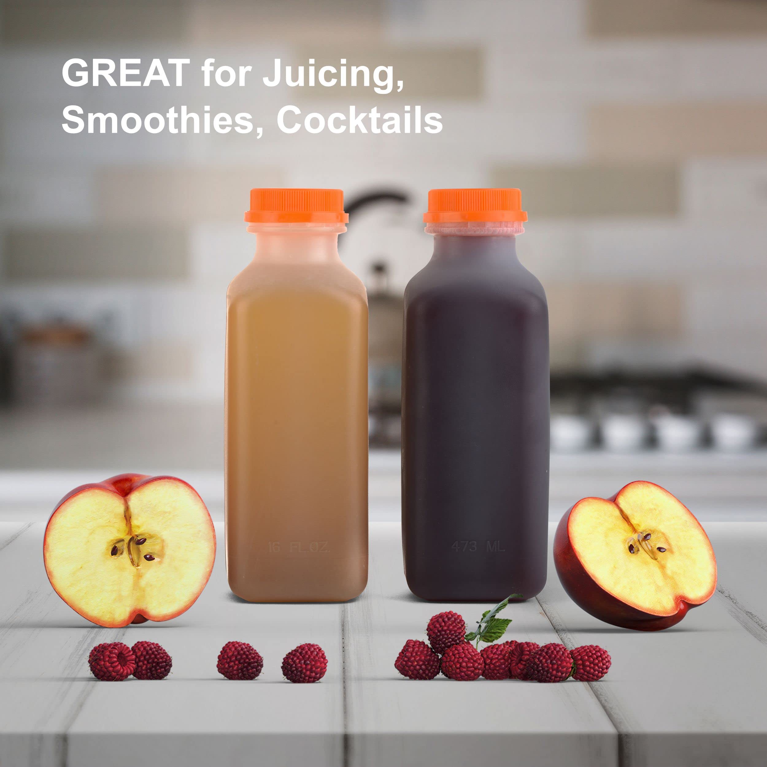 EcoQuality [200 Pack] 16oz Empty Plastic Juice Bottles with Tamper Evident Caps - BPA Free Smoothie & Beverage Containers for Juicing, Meal Prep, Picnics & Party Favors - Perfect for Home, Restaurant & Commercial Use