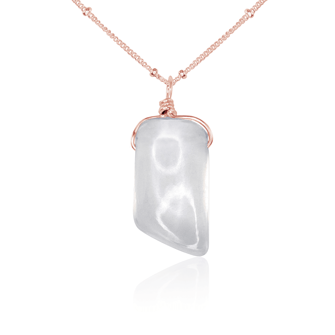 Small Smooth Crystal Quartz Pendant Necklace - Elegant Healing Stone Jewelry for Women, Perfect for Meditation, Yoga & Spiritual Gifts