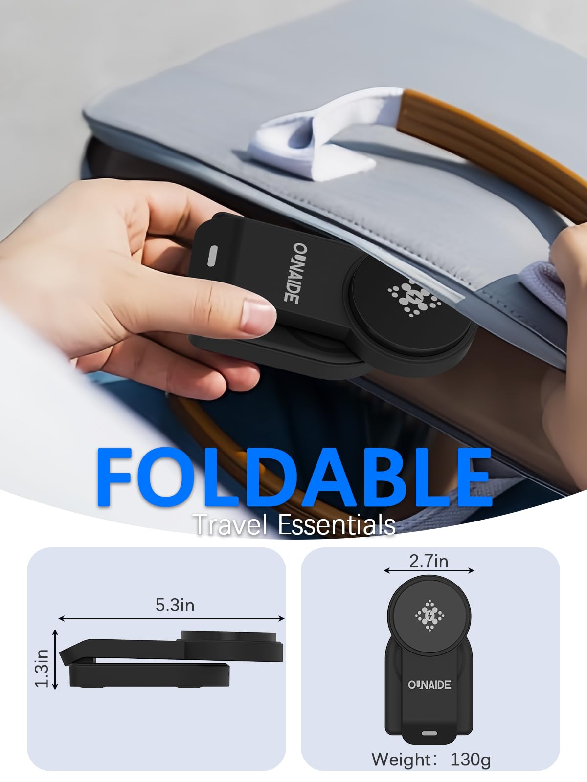 2025 3-in-1 Magnetic Wireless Charging Station - 18W Fast Foldable Charger Stand Compatible with iPhone 16/15/14/13/12 Series, Apple Watch & AirPods | Portable MagSafe Charging Dock for Home, Office & Travel - Black