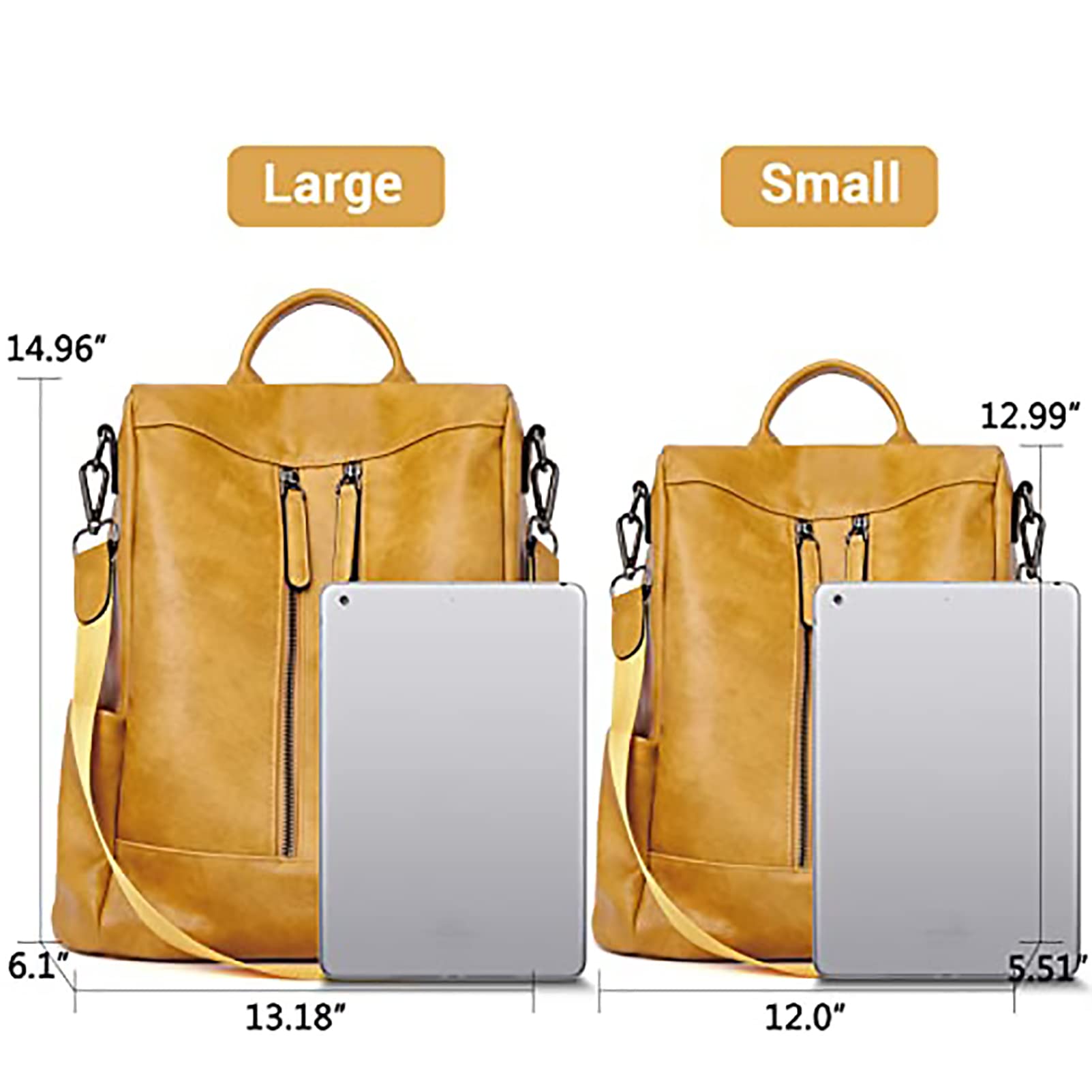 BROMEN Women's Leather Backpack Purse - Anti-Theft Bookbag with Shoulder Strap, Fashionable Handbag & Laptop Backpack for Work, Travel & College