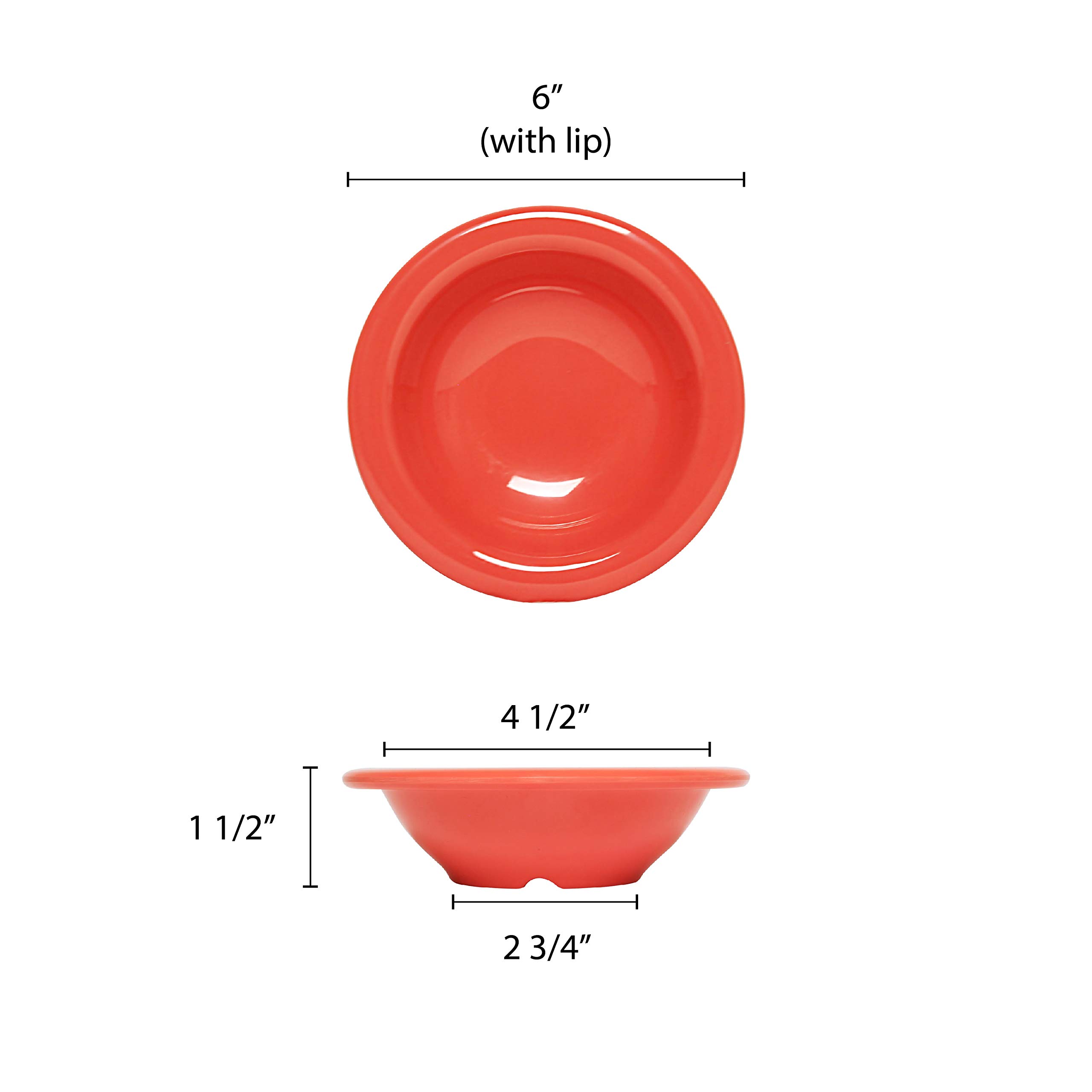 Thunder Group Orange Melamine Salad Bowl Set - 6 Inch, 8 oz (12-Pack) | Durable & Lightweight Dinnerware for Restaurants, Picnics & Outdoor Dining