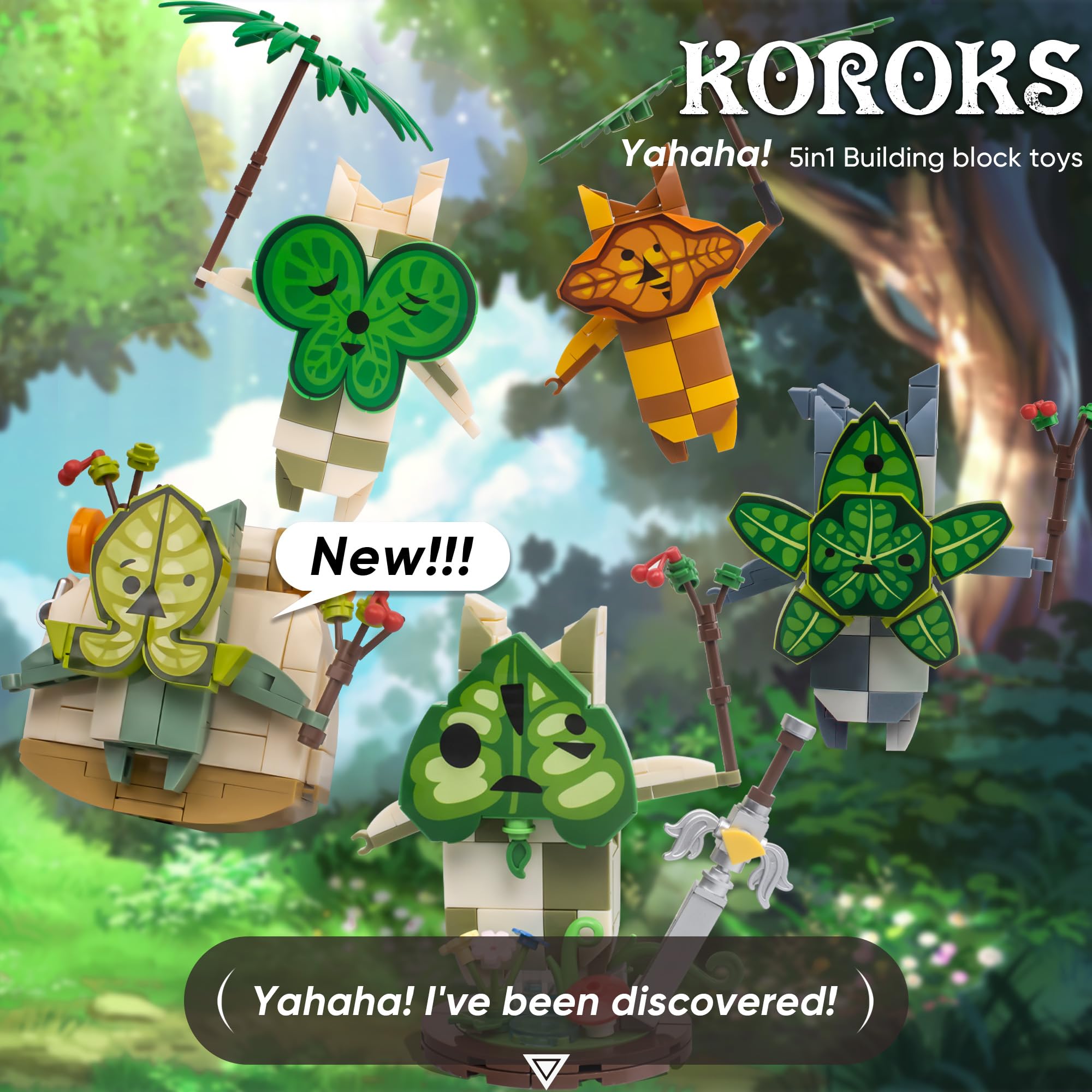 Koroks Building Set Toy - 5 in 1 Model Building Block Kit for Breath of the Wild Fans | Cute Zelda Action Figures | Perfect Gift for Adults & Kids (888 Pieces) | Great for Game Room Decor, Birthday Presents & Collector Displays