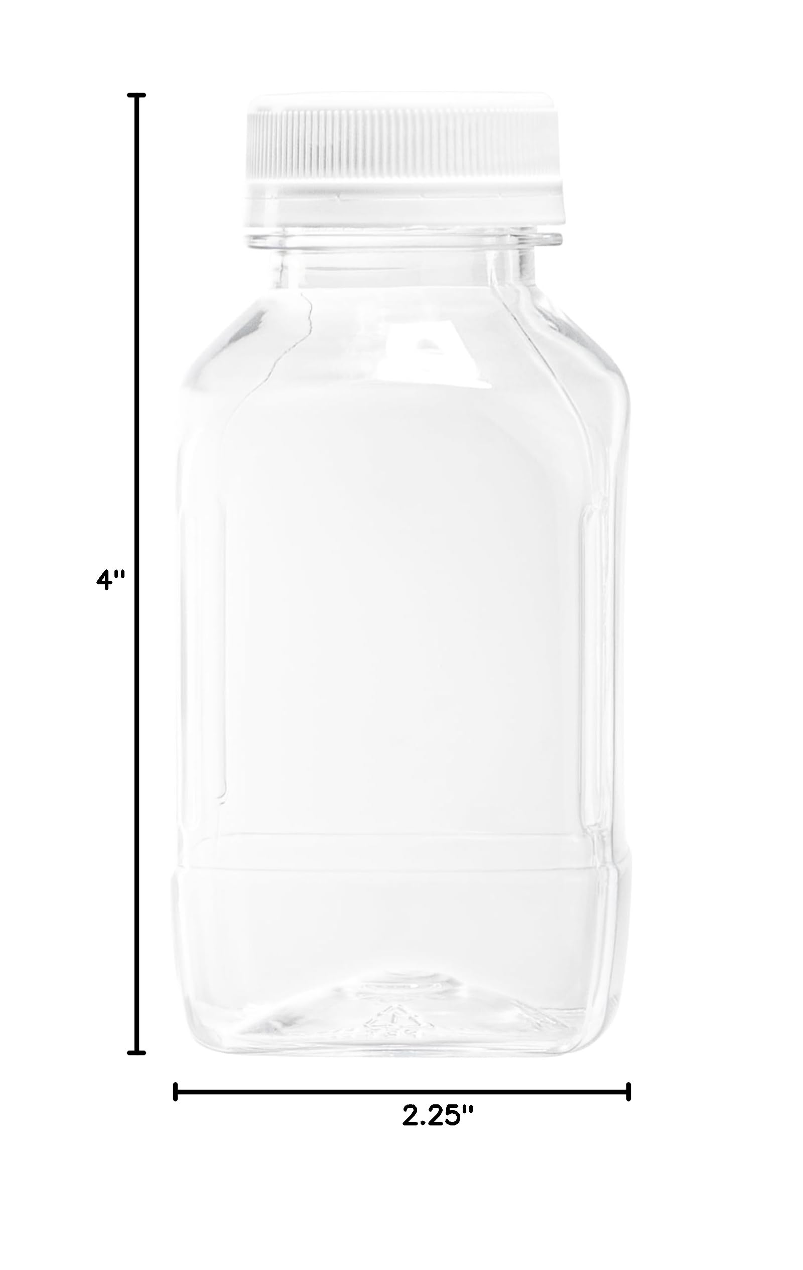 8oz Clear Plastic Juice Bottles with White Caps - 100 Pack Disposable Square Bottles for Juicing, Smoothies & Beverages | Perfect for Juice Bars, Coffee Shops, Restaurants & Catering Services | Leak-Proof, BPA-Free, Commercial & Home Use