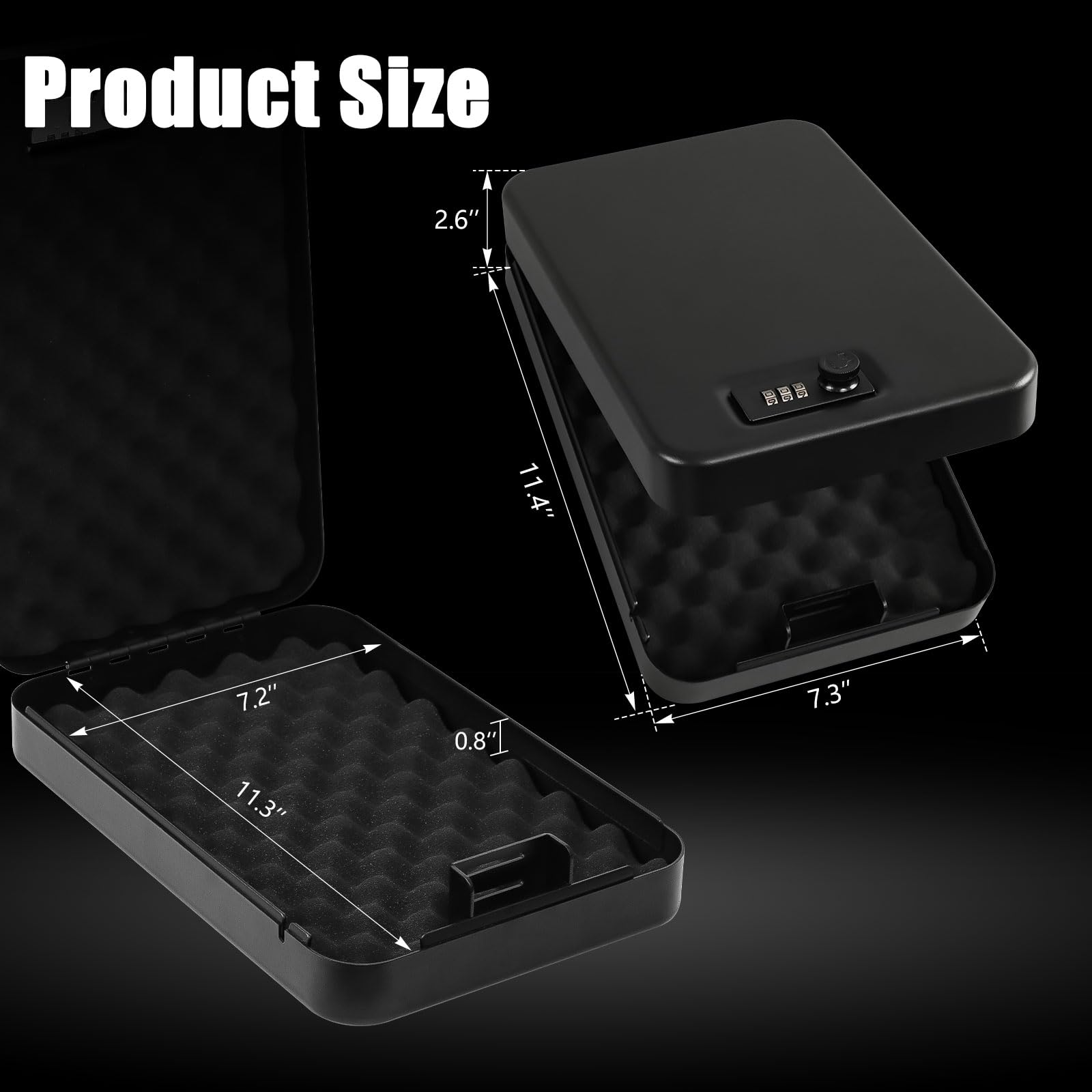 Dalmbox Portable Gun Safe for Pistols - Small Handgun Lock Box with Combination Lock | Secure Handgun Storage for Car, Home & Travel | Ideal for Concealed Carry, Vehicle Protection & Home Defense