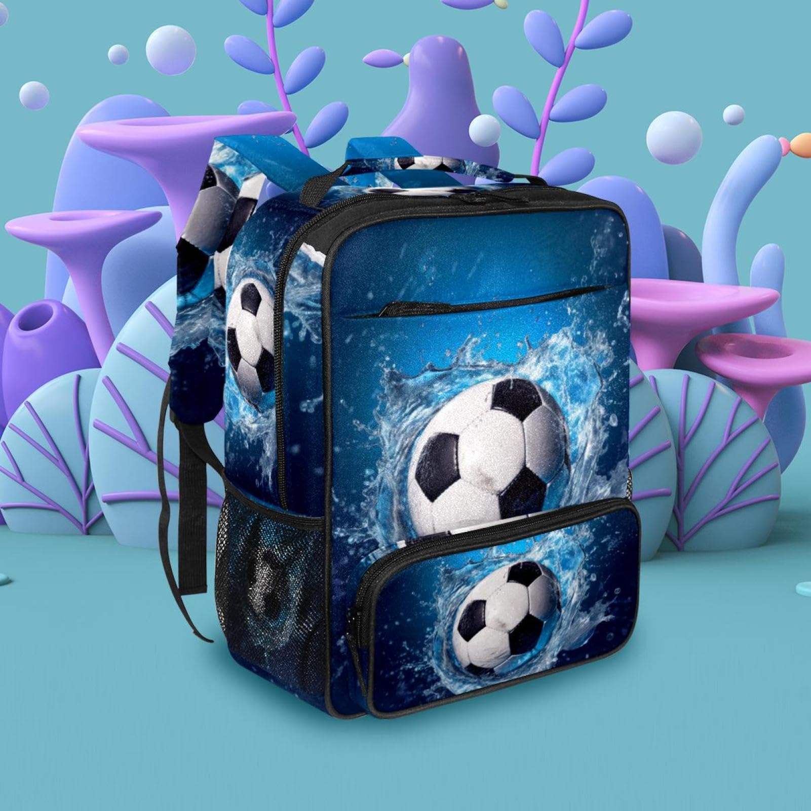 Men's & Women's Travel Backpack - Durable Blue Ocean Football Water Resistant Backpack for Hiking, Camping & Outdoor Adventures