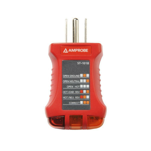 Amprobe ST 101B Electrical Outlet Tester - GFCI Receptacle Tester for Home & Commercial Use | Easy-to-Use Voltage Detector for Electrical Safety Checks