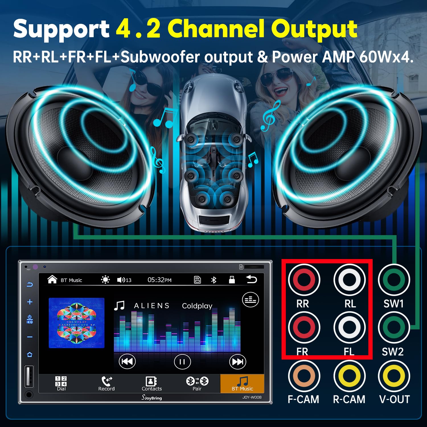 7 Inch Double Din Car Stereo with Wireless Apple CarPlay & Android Auto - Bluetooth, 4-Channel RCA, HD Touchscreen, Subwoofer Output, Backup Camera, Steering Wheel Control - Perfect for Upgrading Your Toyota, Honda, Ford, Chevy & More (FM/AM Radio Included)