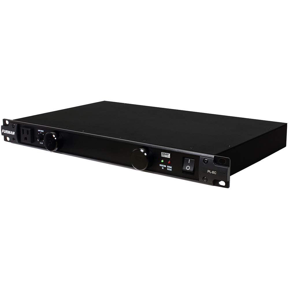 Furman PL-8C Premium Power Conditioner with 2x 18 AWG Black Extension Cables (3ft) - Perfect for Home Theater, Studio Equipment & Electronics Protection