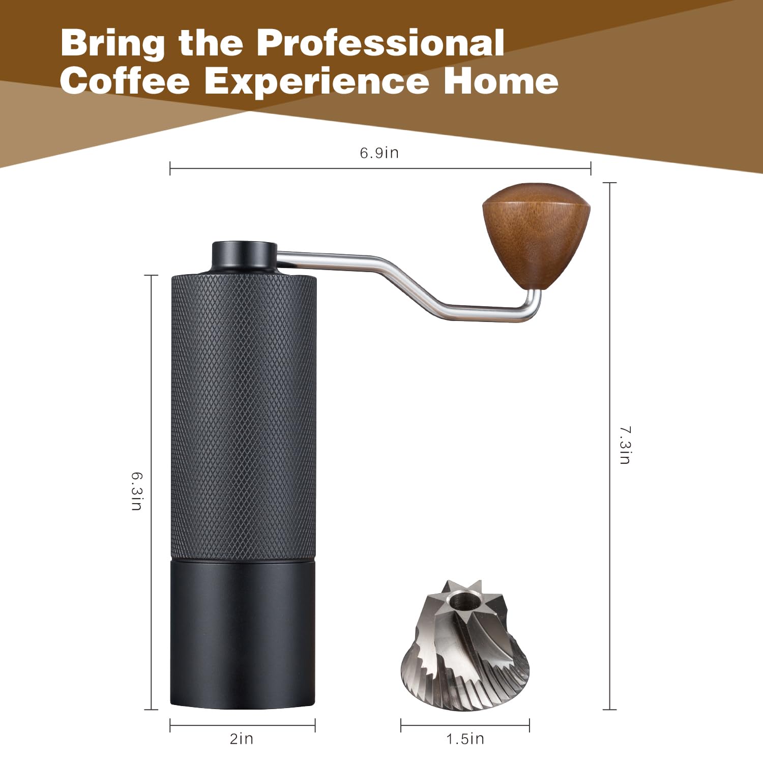 Premium Manual Coffee Grinder Set with Stainless Steel Cup, Glass Coffeemaker & Accessories - Perfect for Home Brewing, Camping & Office Use (Black)