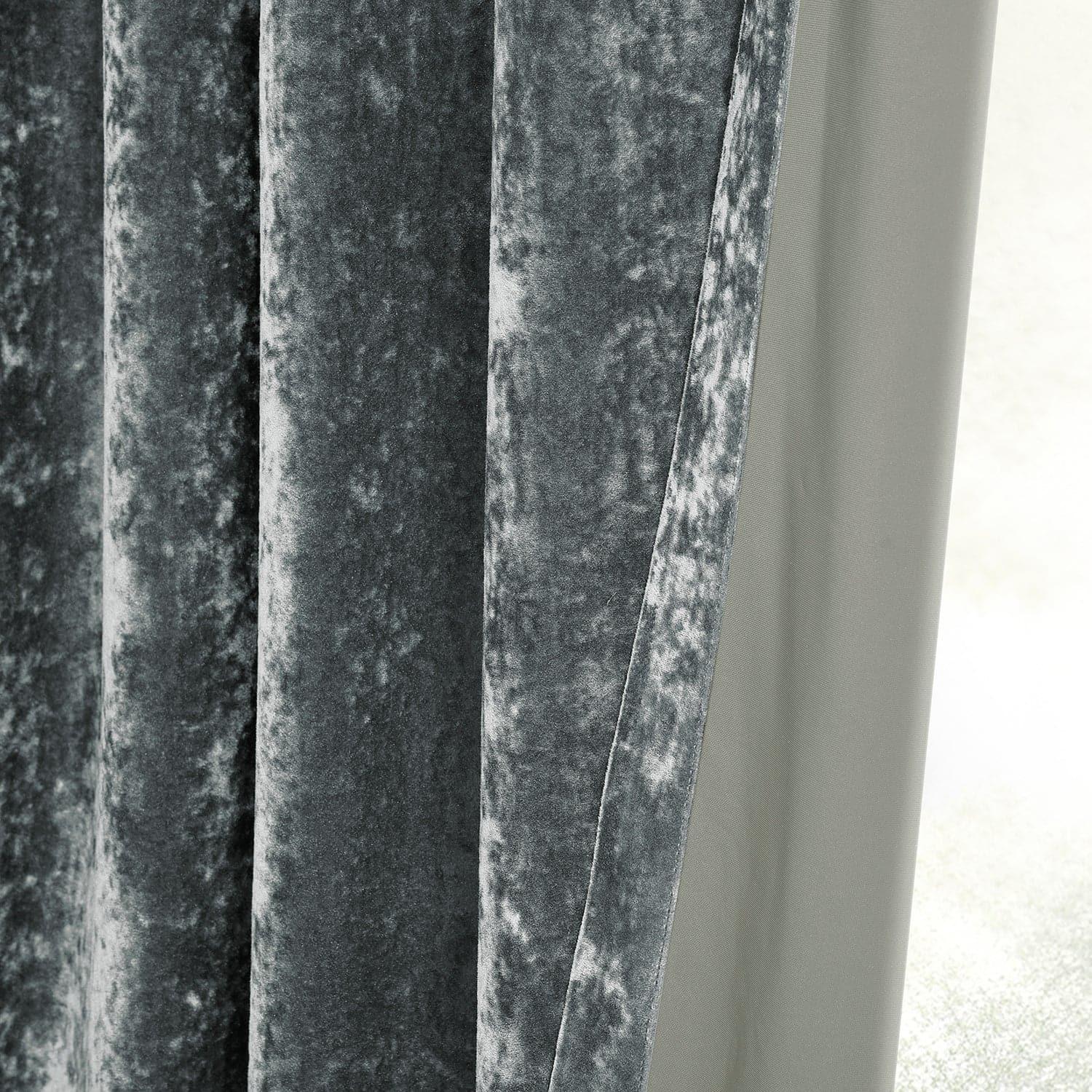 Stone Grey Grommet Blackout Curtains - Lush Crush Velvet Room Darkening Drapes for Bedroom & Living Room - Noise Reducing & Thermal Insulated Window Treatments
