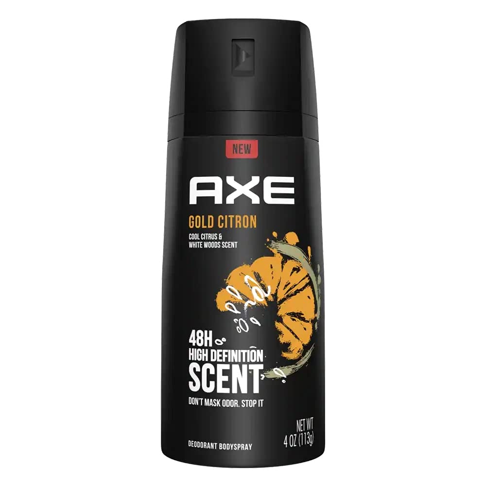 AXE Gold Body Spray for Men, 4 oz - Long Lasting Fragrance for Daily Use, Gym, Work & Night Out