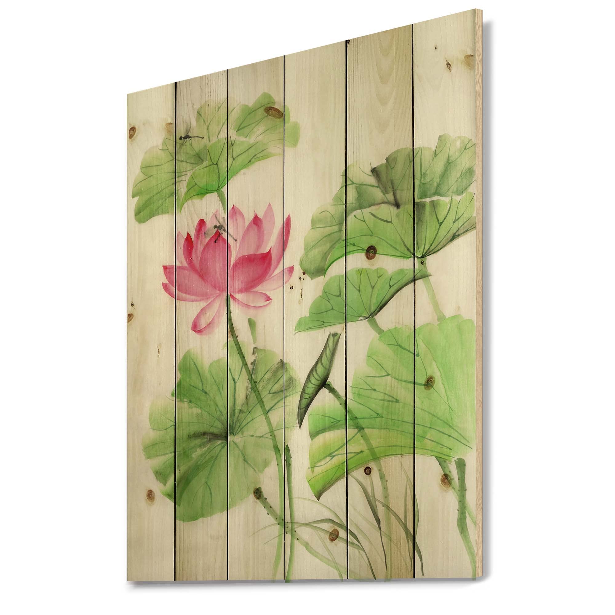 Lotus and Dragonfly Wood Wall Art - Handcrafted Traditional Floral Decor, Large Pine Wood Wall Panels for Home & Office - Perfect for Living Room, Bedroom, or Meditation Space Decor