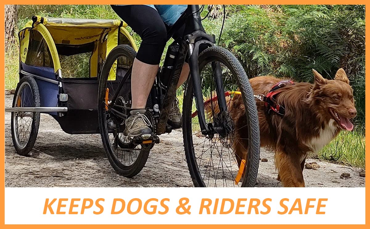 Best Dog Bike Leash - Adjustable Safety Tow Leash for Cycling with Pets (Orange) - Perfect for Outdoor Adventures, Jogging & Biking with Your Dog