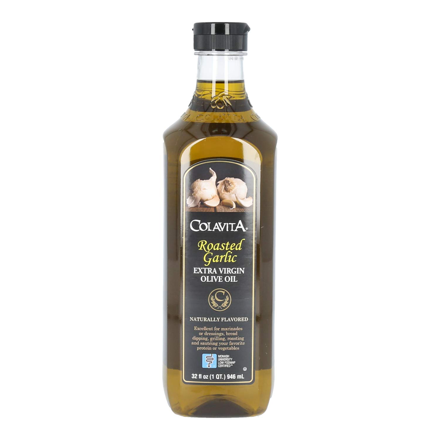 Colavita Premium Selection Extra Virgin Olive Oil & Roasted Garlic EVOO - High-Quality Cooking Oil for Salads, Pasta & Mediterranean Dishes