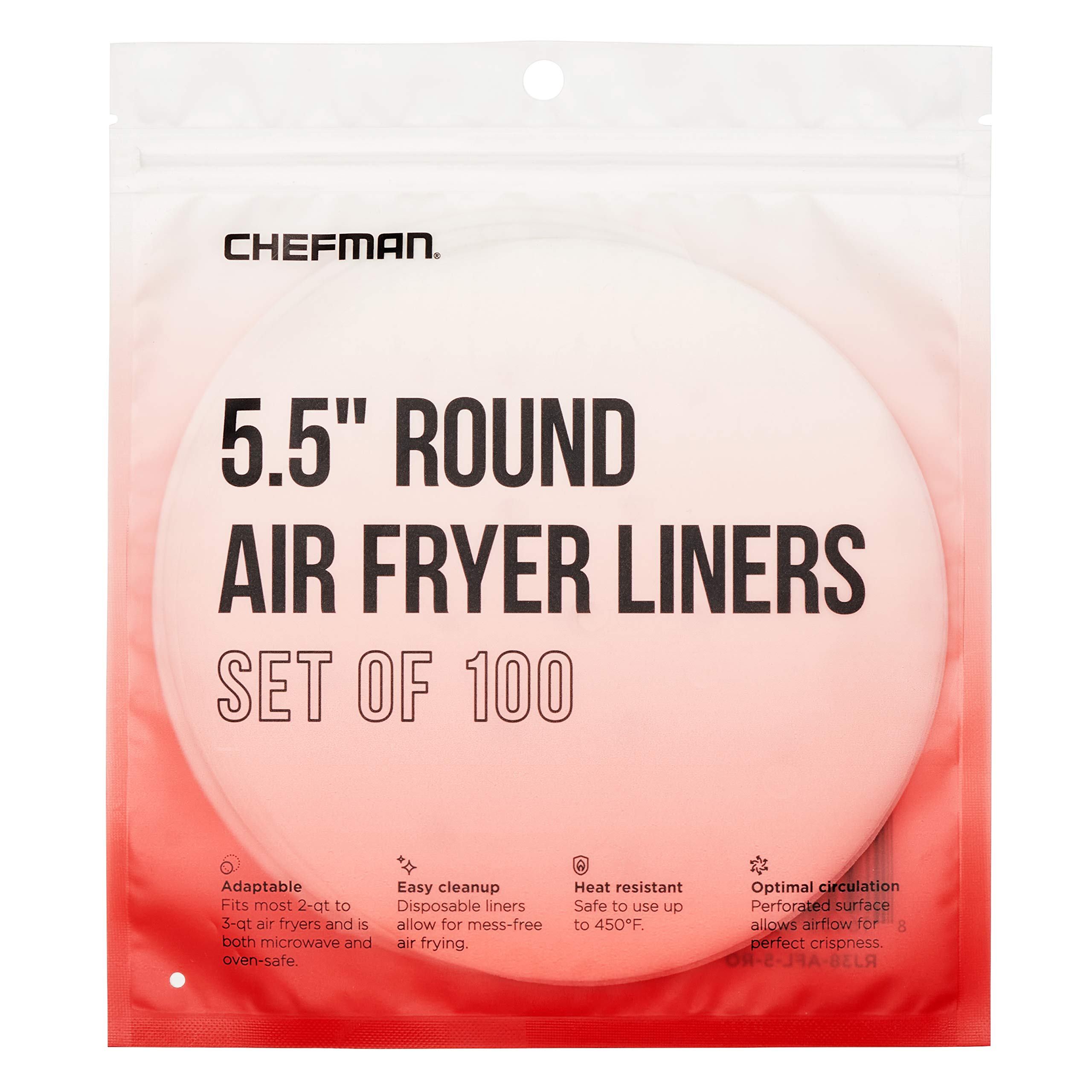 **Chefman Multifunctional Digital Air Fryer with Rotisserie - Black | 100-Pack Heat-Resistant Parchment Paper Liners (5.5” Round) for Easy Cleanup | Perfect for Healthy Cooking, Meal Prep & Family Dinners**
