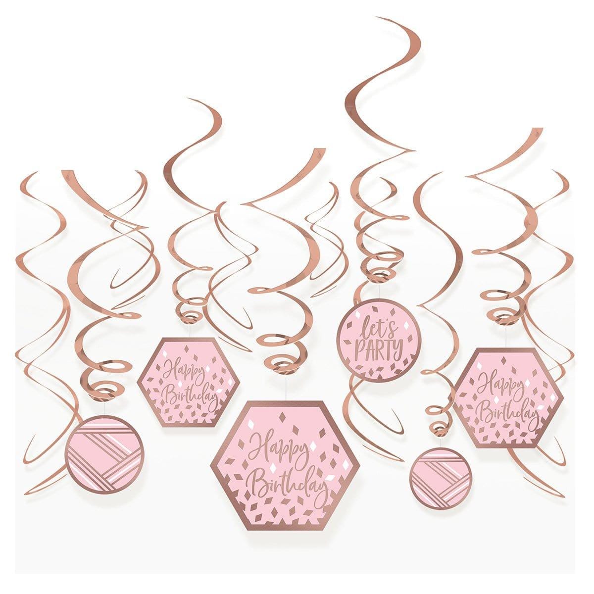 12 Pack Blush Birthday Swirl Decorations - Perfect for Party, Baby Shower & Wedding Decor