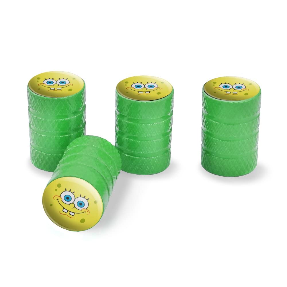 Spongebob Smiling Face Aluminum Valve Stem Caps for Car Wheels - Fun Cartoon Tire Accessories for Anime Fans & Custom Rides - Perfect for Cars, Trucks, SUVs & Motorcycles