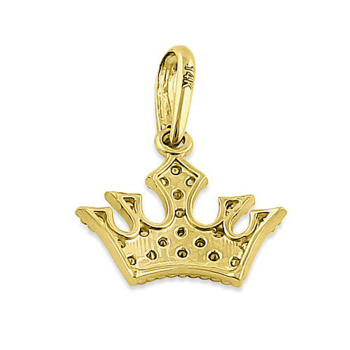 14K Solid Yellow Gold Queen's Crown CZ Pendant Necklace - Elegant Jewelry Gift for Women, Perfect for Birthdays, Anniversaries & Special Occasions