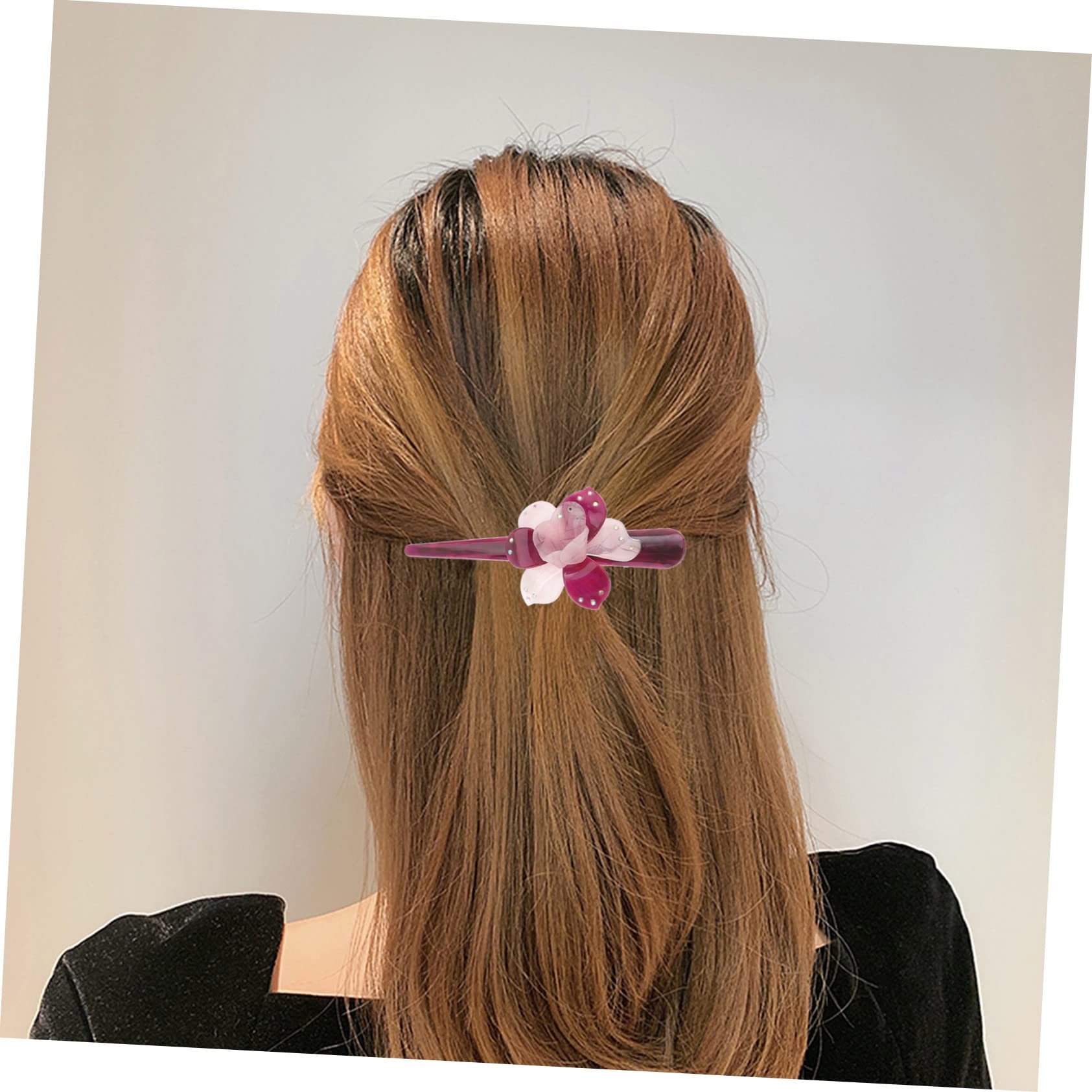 KALLORY 2pcs Daisy Hair Clips - French Style Plastic Flower Hair Barrettes for Women, Girls | Floral Hair Accessories for Weddings, Parties & Everyday Wear