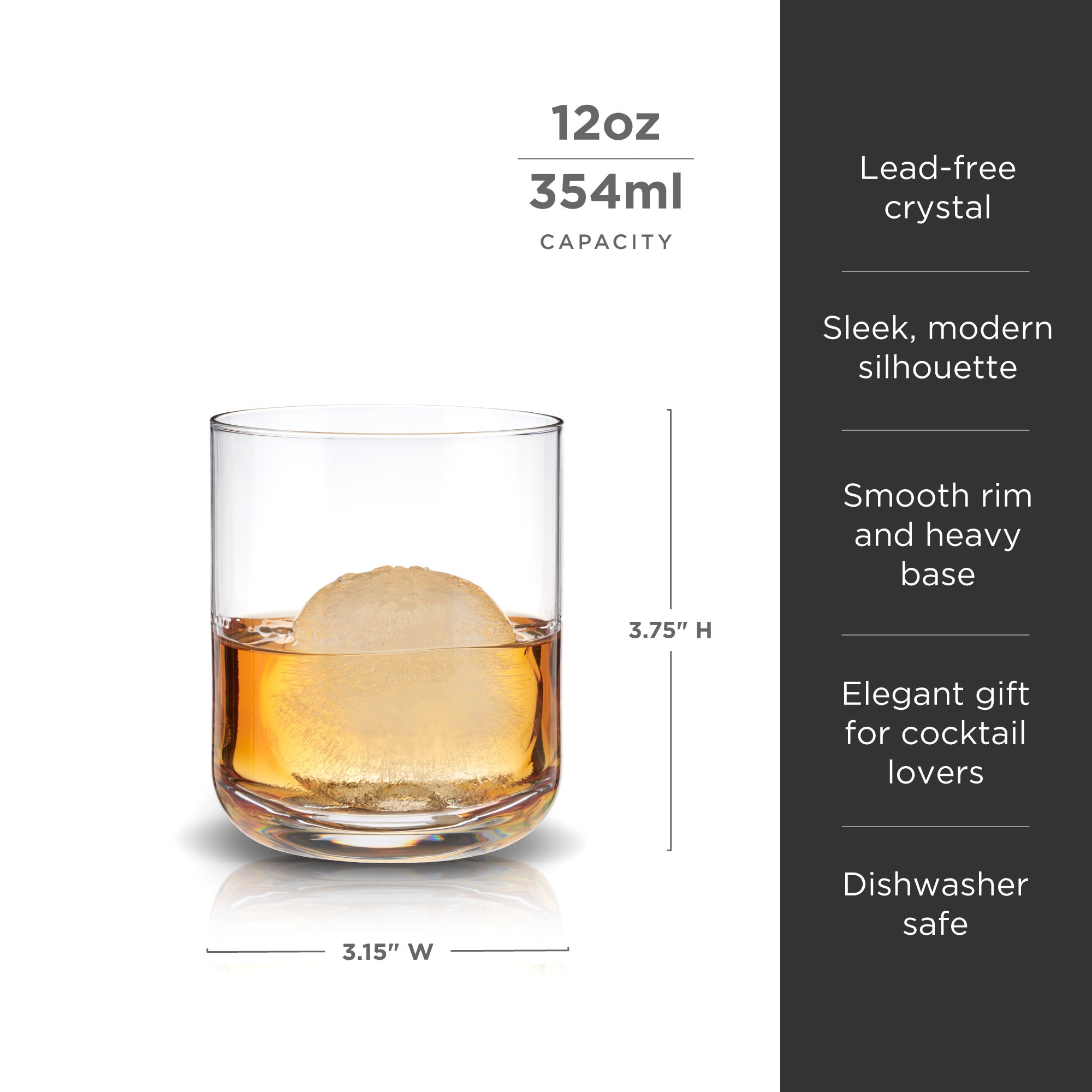 Premium Raye Crystal Tumblers Set of 2 - Elegant 16oz Glass Cups for Wine, Cocktails & Iced Coffee - Perfect for Home Bar, Dinner Parties & Gift Giving