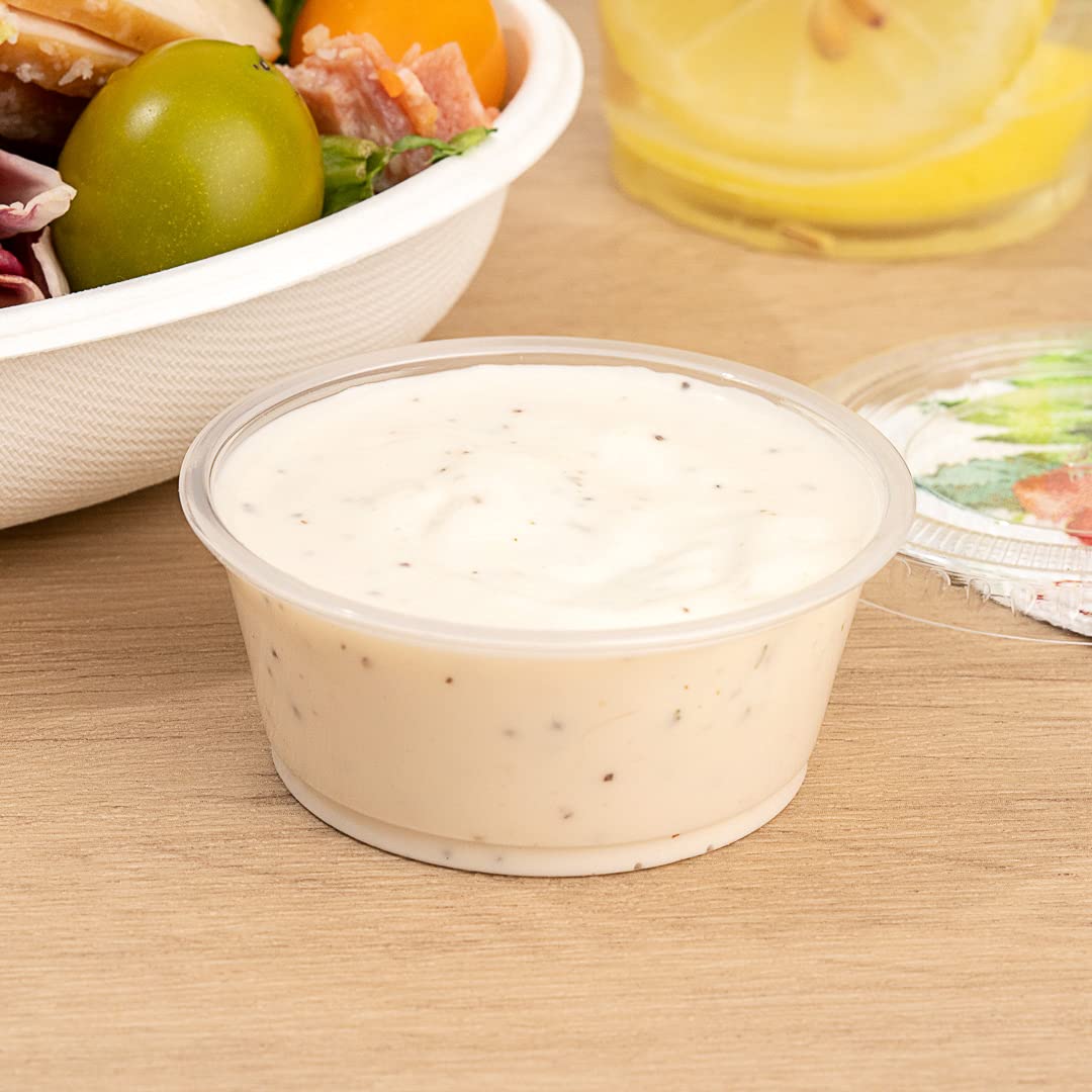 Restaurantware RW Base 3.3oz Clear Plastic Sauce Cups - 2000 Pack Microwave-Safe Disposable Condiment Cups for Samples, Sauces & Toppings | Crack-Resistant Portion Cups (Lids Sold Separately) | Perfect for Restaurants, Catering & Food Service Businesses