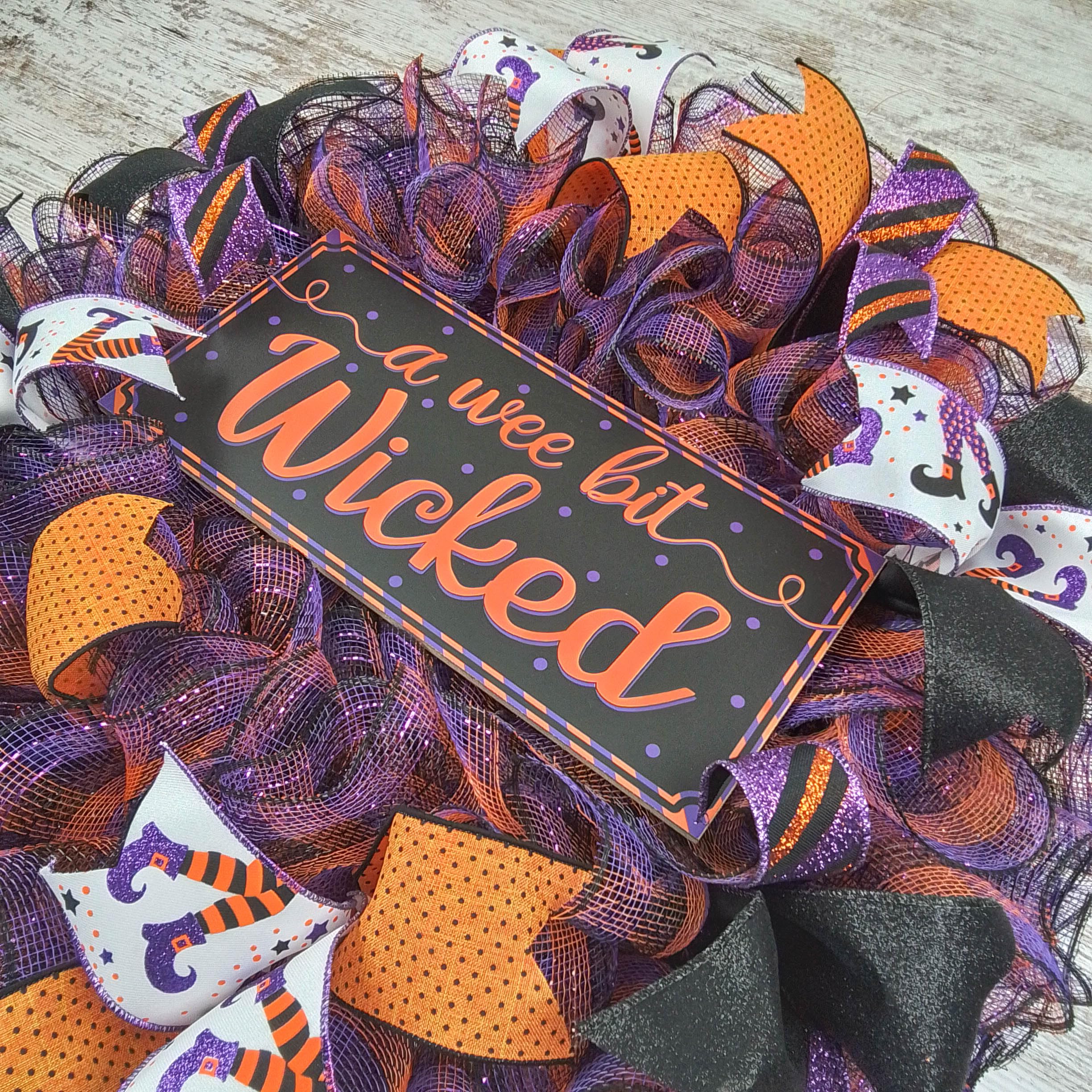 Spooky Halloween Wreath for Front Door - Black, Orange & Purple Mesh Decor - Perfect for Porch, Party & Seasonal Home Decoration