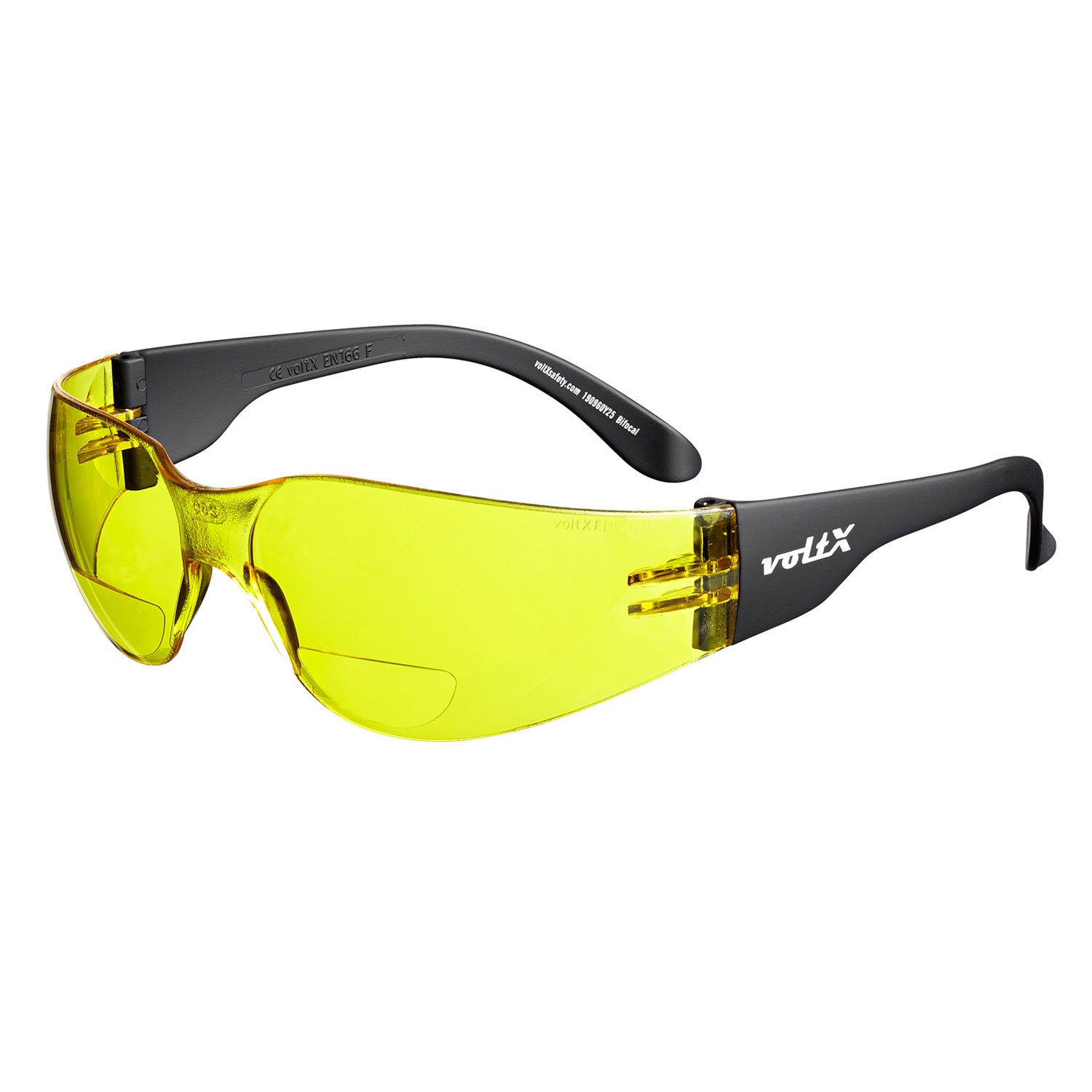 VoltX 'GRAFTER' Yellow +2.5 Diopter Bifocal Safety Reading Glasses - CE EN166 Certified Industrial & Cycling Eyewear with Anti-Fog UV400 Coating - Perfect for Construction, Cycling, and Workplace Eye Protection