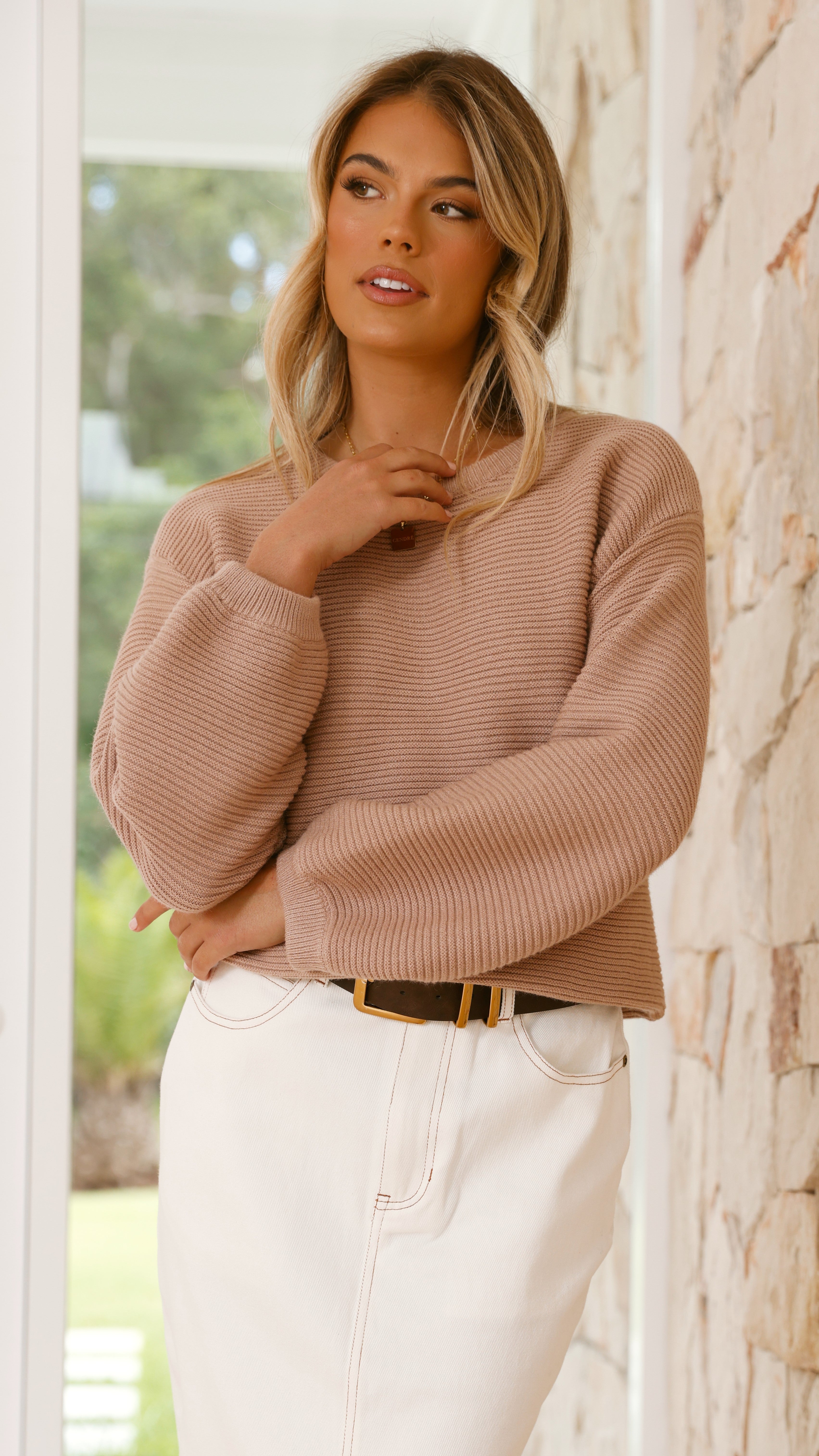 Carmel Knit Sweater for Women - Soft & Cozy Mocha Brown Pullover | Perfect for Fall & Winter Outfits, Casual Wear & Layering