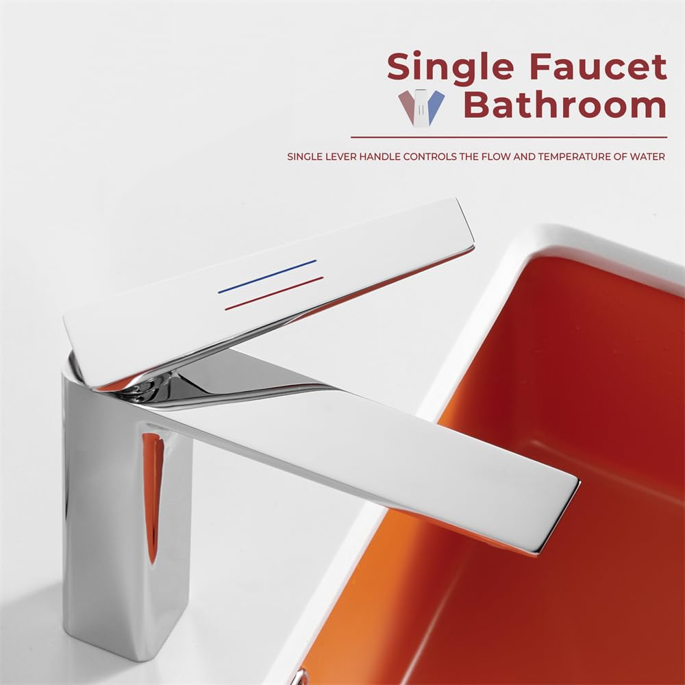 Weirun Single Handle 1 Hole Bathroom Faucet with Extra Long Spout - Chrome Deck Mount Sink Faucet for Bathroom Vanity & RV Lavatory | Perfect for Small Spaces & Water-Saving Designs