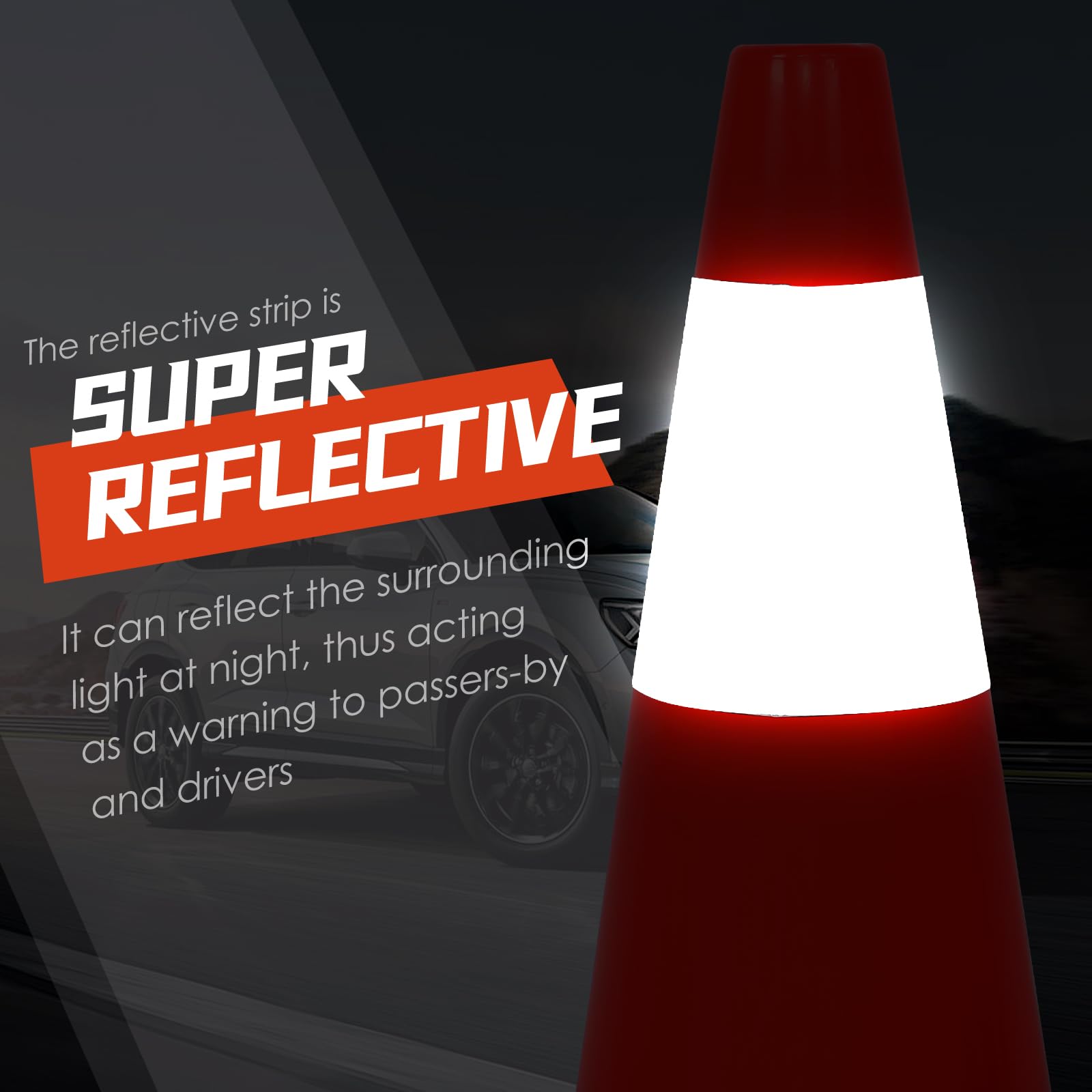 18-Inch Traffic Safety Cones with Reflective Collars - 12 Pack for Parking Lots, Road Construction & Lane Control | Durable Driving Safety Equipment for Work Zones, Events & Emergency Situations