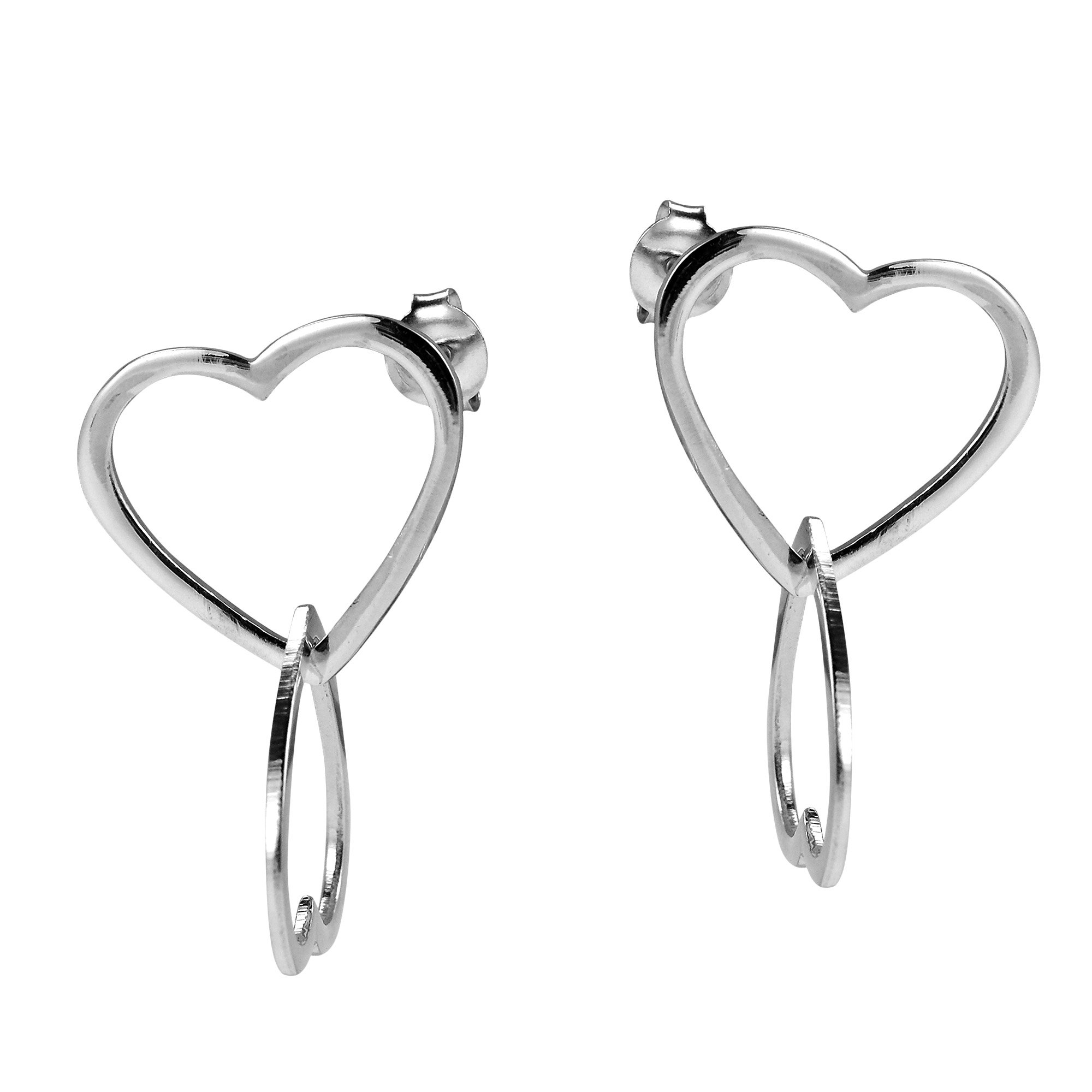 AeraVida .925 Sterling Silver Double Heart Stud Earrings for Women | Unique Tangle Heart Design | Hypoallergenic & Tarnish-Resistant | Perfect for Valentine's Day, Anniversary Gifts & Everyday Wear