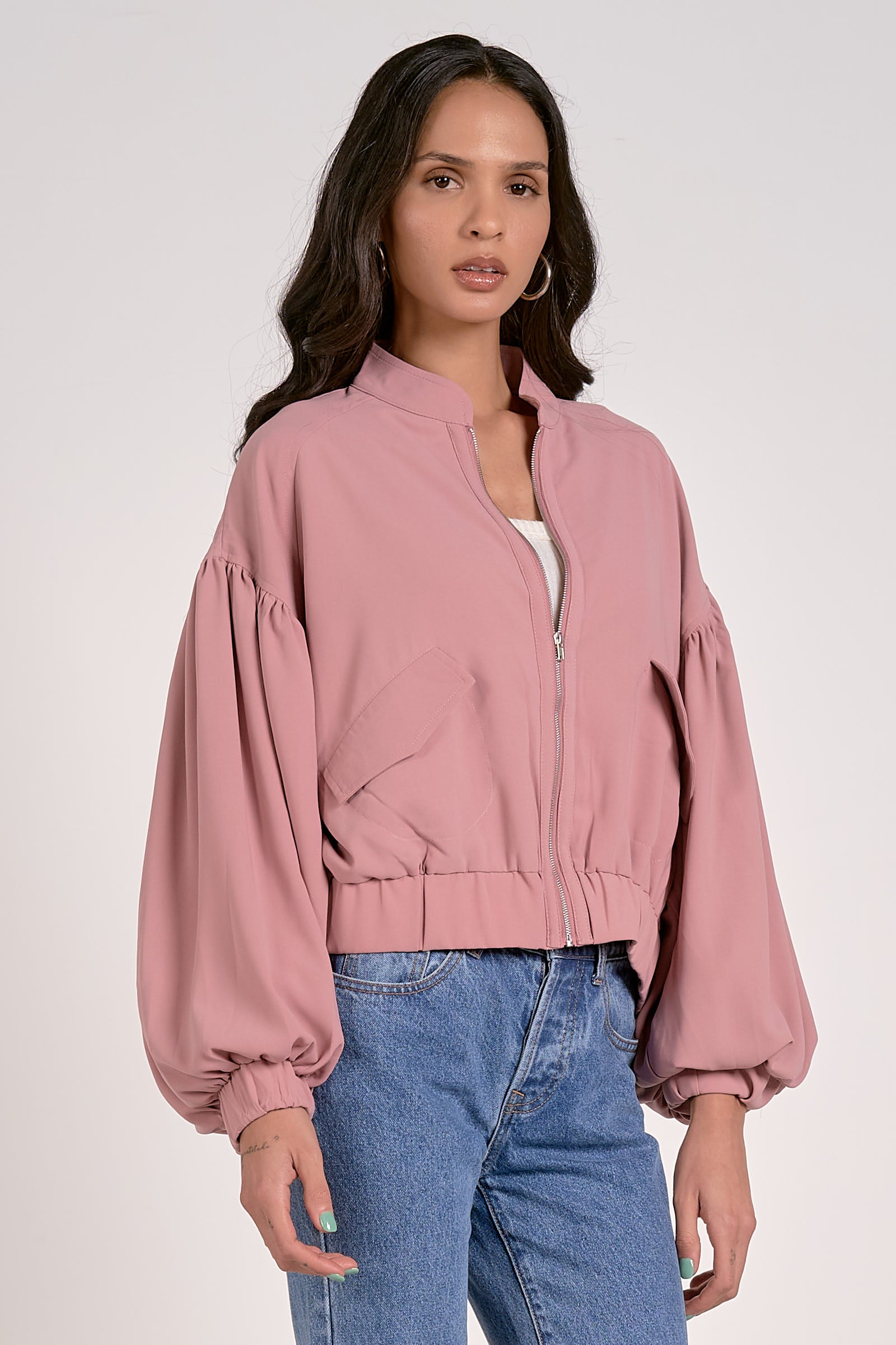 Stylish Mauve Balloon Jacket for Women - Trendy Winter Coat with Puffy Sleeves | Perfect for Outdoor Activities, Casual Wear & Fashion Street Style